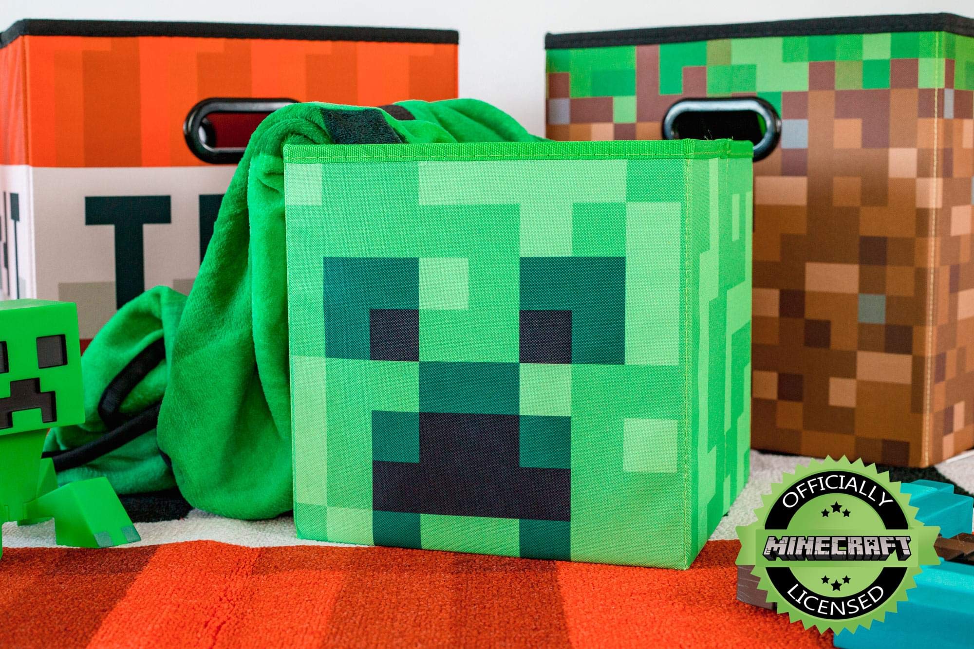Minecraft Creeper Storage Cube Organizer - 10-Inch Square Bin for Kids Room, Office & Game Room Organization | Minecraft Themed Storage Box | Perfect for Toys, Books & School Supplies
