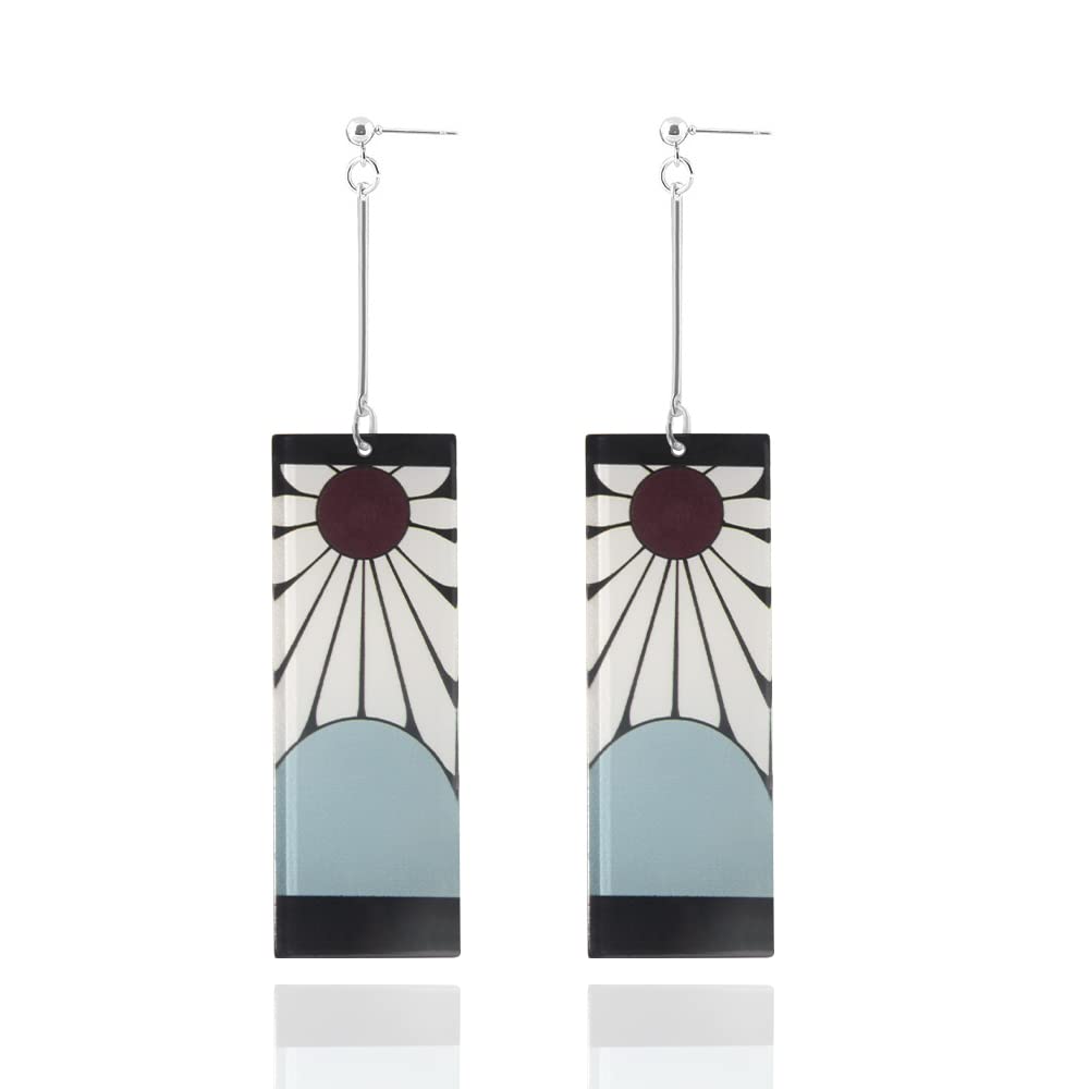 Demon Slayer Anime Earrings - Tanjiro & Nezuko Kamado Hanafuda Acrylic Dangle Earrings - Cosplay Jewelry Gift for Women Girls - Perfect for Anime Conventions & Kawaii Fashion Accessories