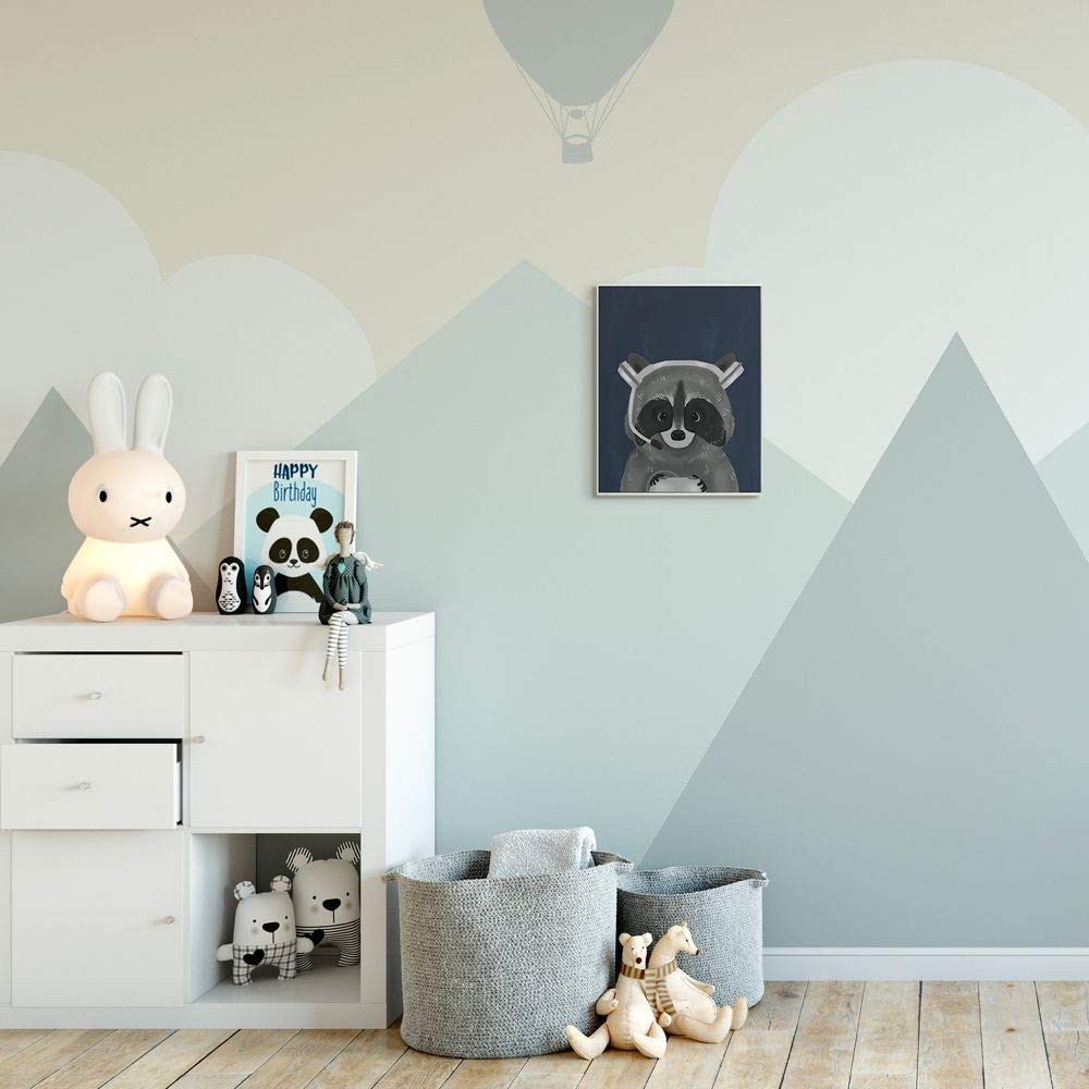 Stupell Industries Raccoon with Gaming Headset - Blue Grey Animal Wall Art Plaque 10x15 - Designed by Daphne Polselli - Perfect for Kids' Room, Nursery, or Gaming Room Decor
