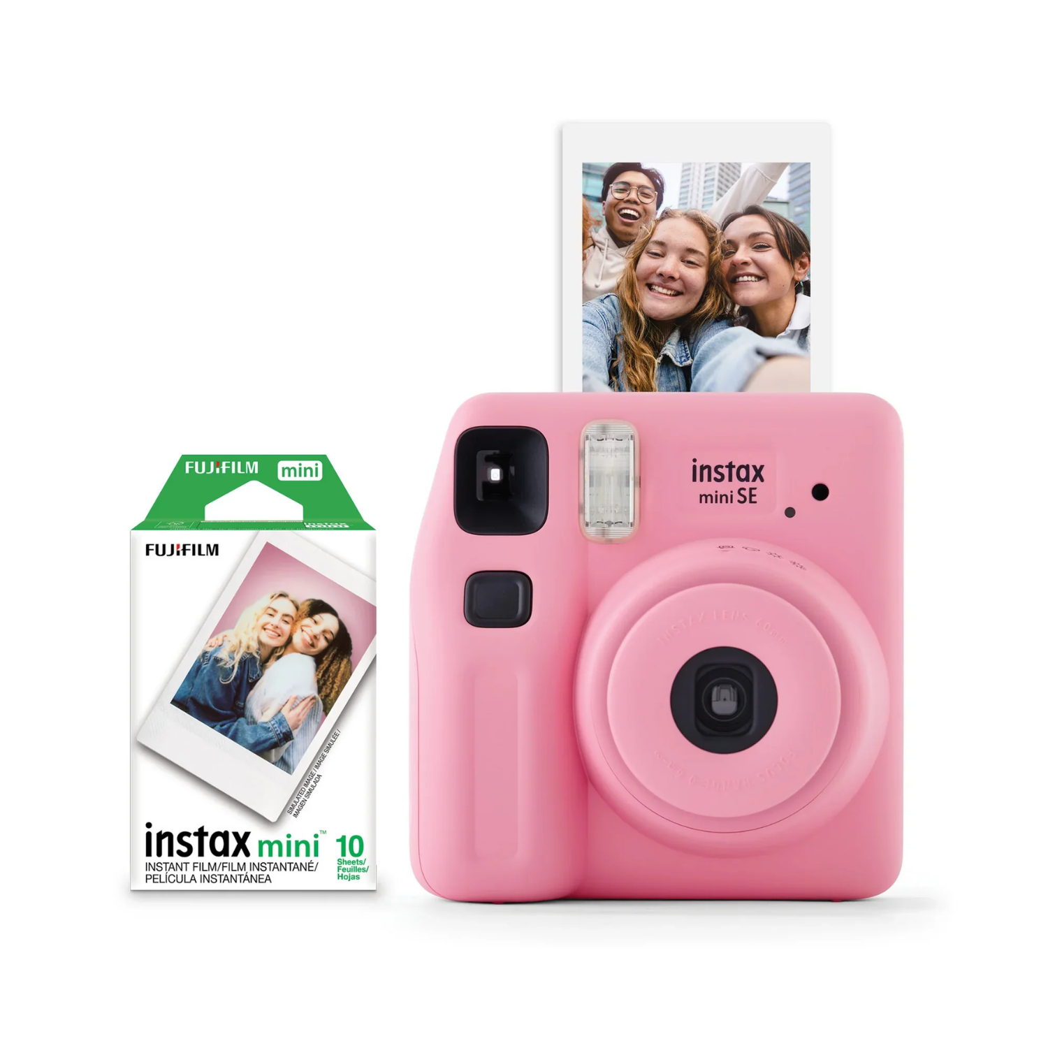 Fujifilm Instax Mini SE Instant Camera in Pink with 10 Films - Perfect for Parties, Travel & DIY Photo Albums