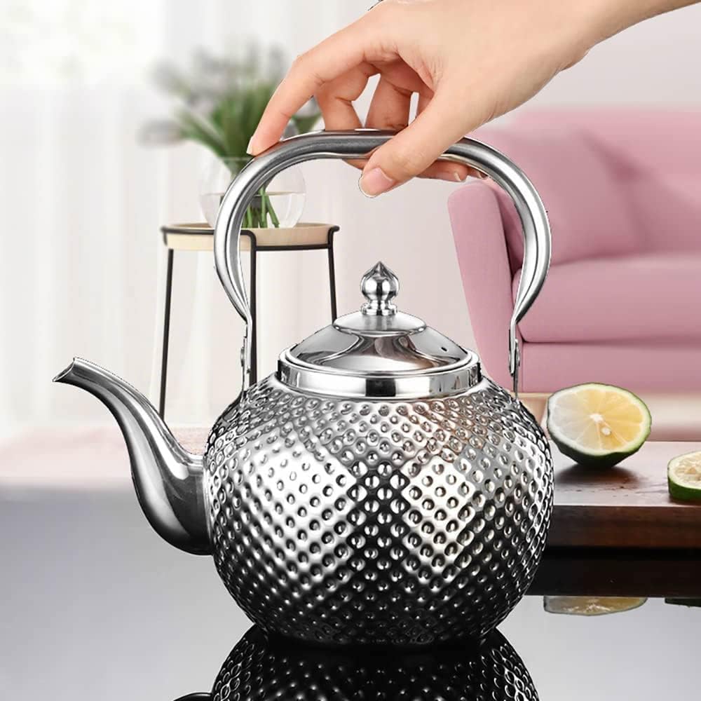 SANQIAHOME 1500ml Stainless Steel Teapot with Infuser - Induction & Gas Compatible Tea Kettle with Ergonomic Handle - Perfect for Home, Office, and Tea Ceremonies