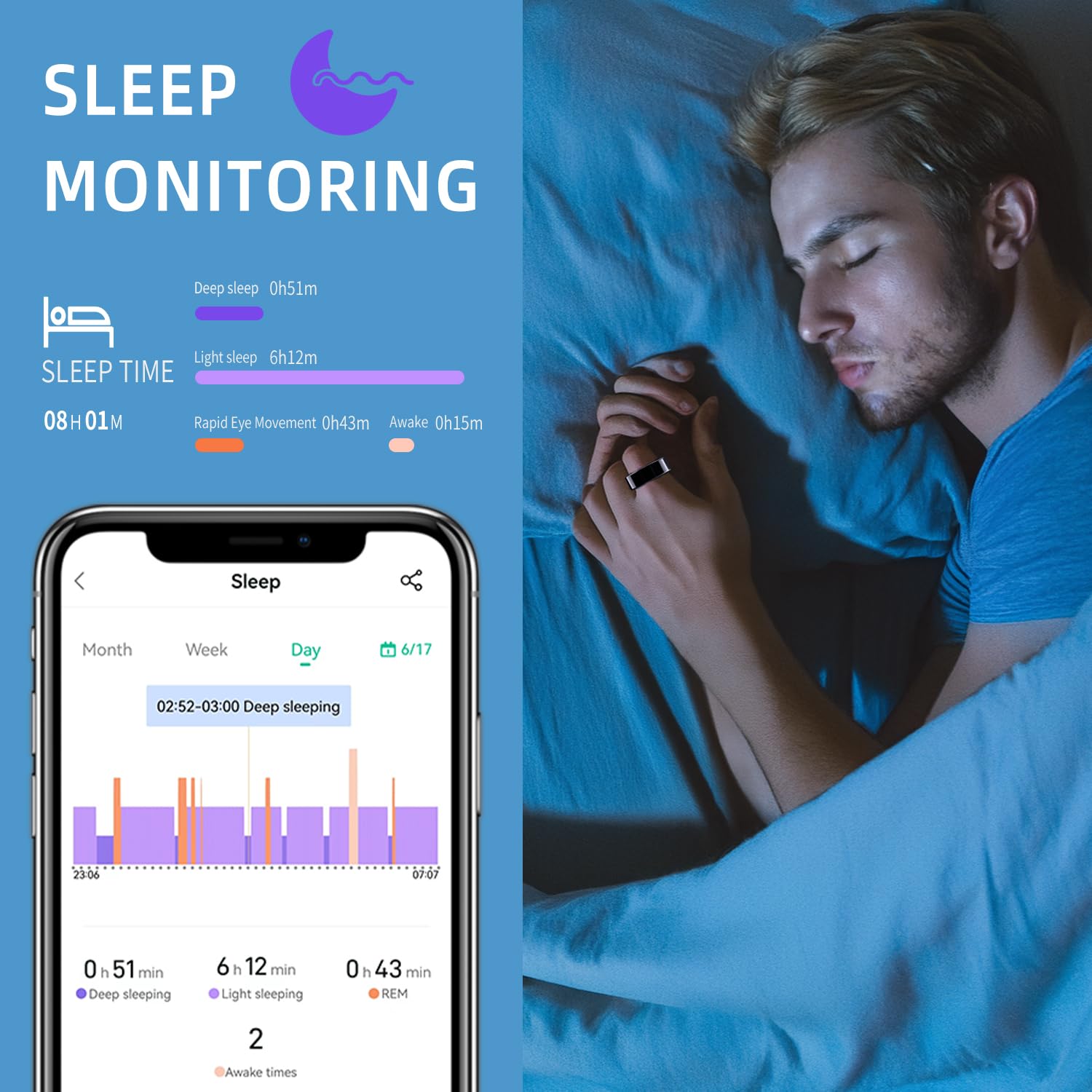 Smart Ring - Health Tracker with Heart Rate & SpO2 Monitor, IP68 Waterproof for Fitness & Sleep Tracking