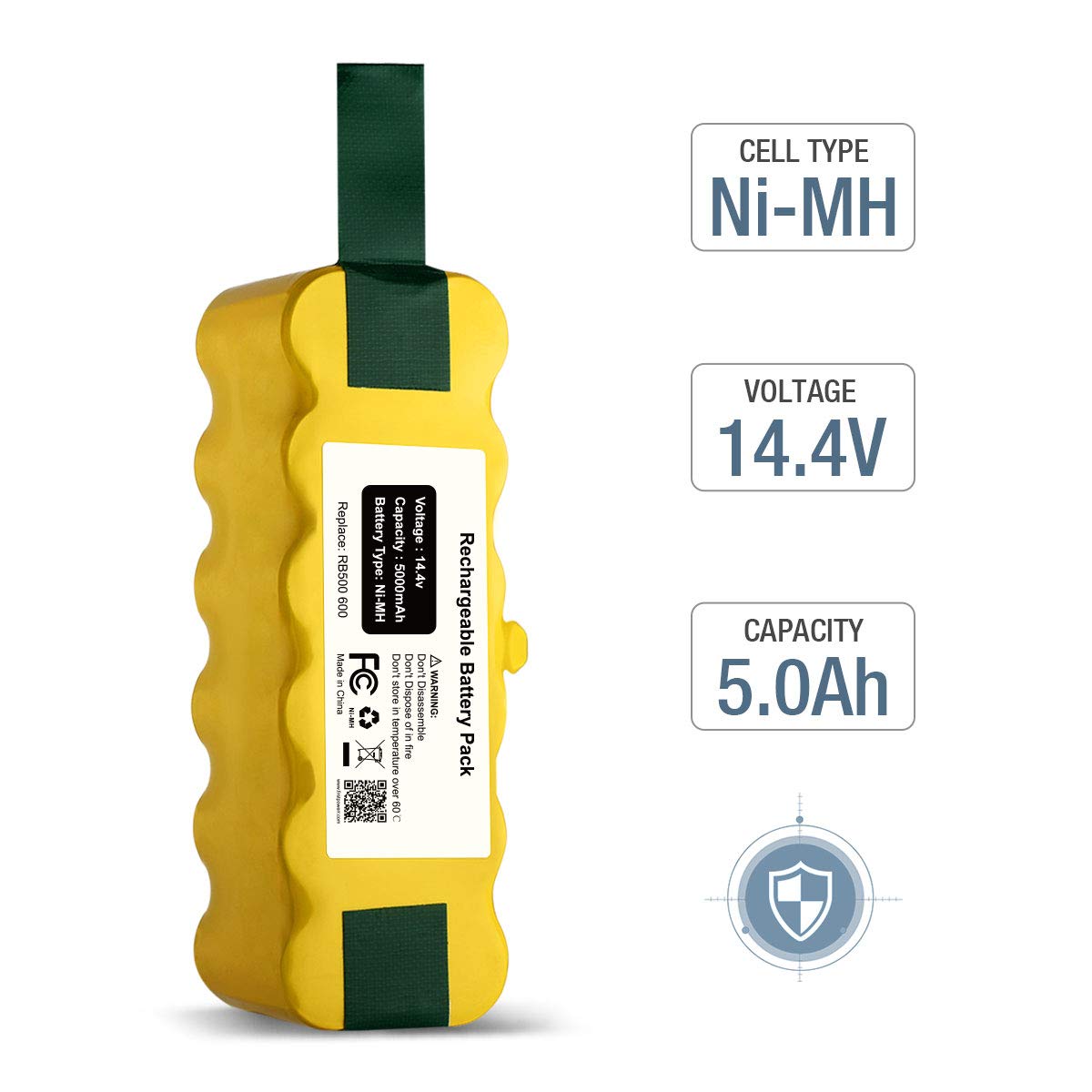 14.4V 5.0Ah Replacement Battery for Roomba Vacuum Cleaner - Compatible with iRobot Roomba 600/700/800 Series - Long Lasting Power for Efficient Cleaning at Home & Office