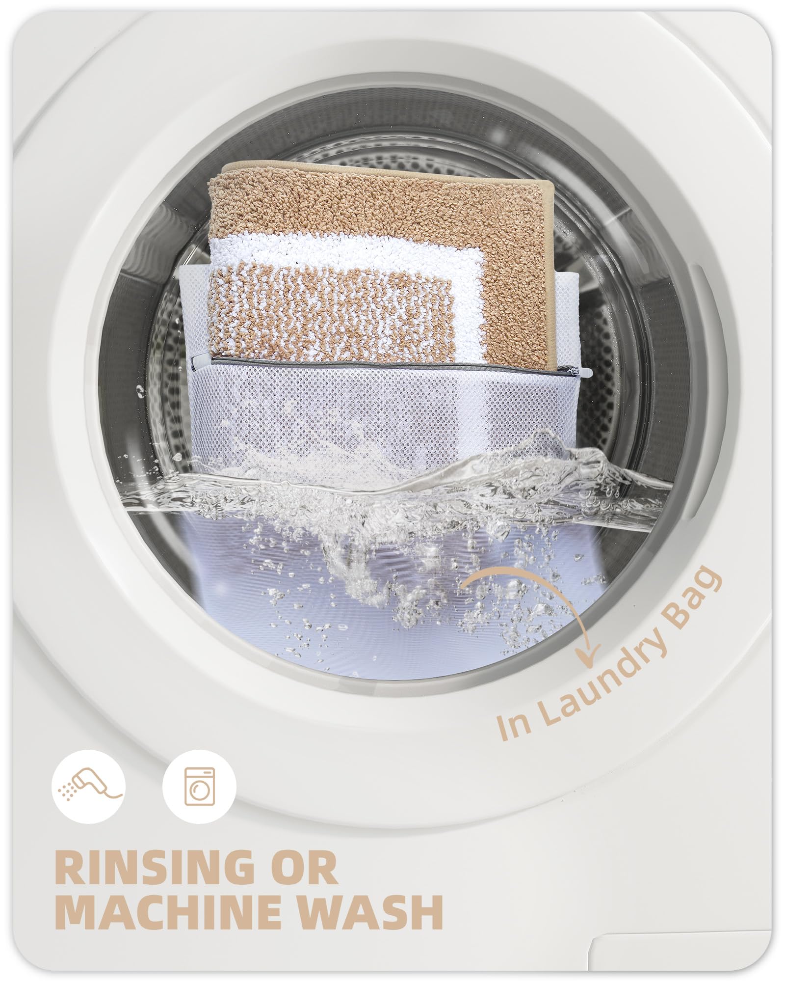 Non-Slip Brown Bathroom Rug - Soft, Absorbent & Quick Dry for Shower & Bathroom