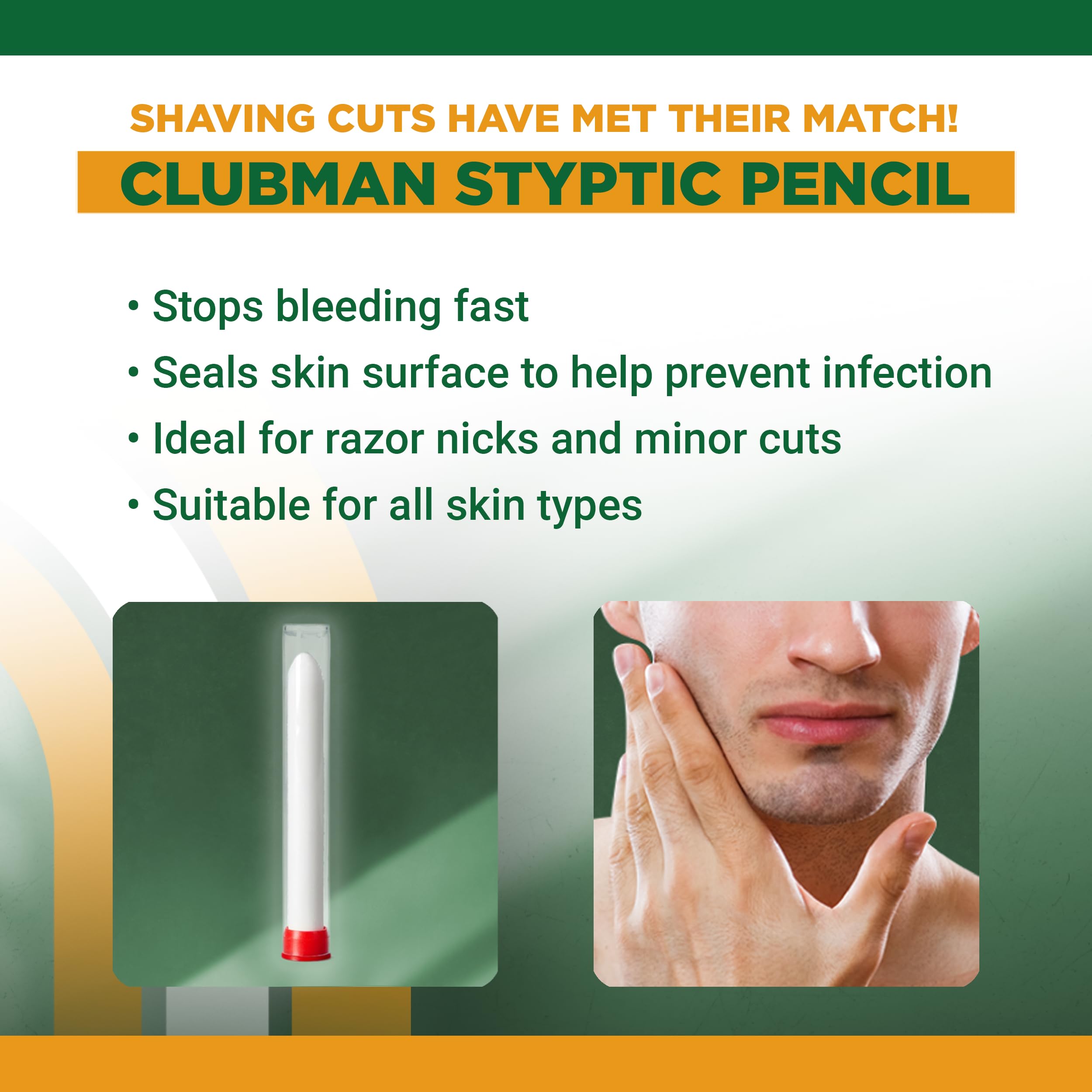 Clubman Pinaud Styptic Pencil for Shaving Cuts - Travel Size 0.33 Oz (Pack of 6) | Fast Nick & Cut Healing | Perfect for Travel, Gym Bags & First Aid Kits