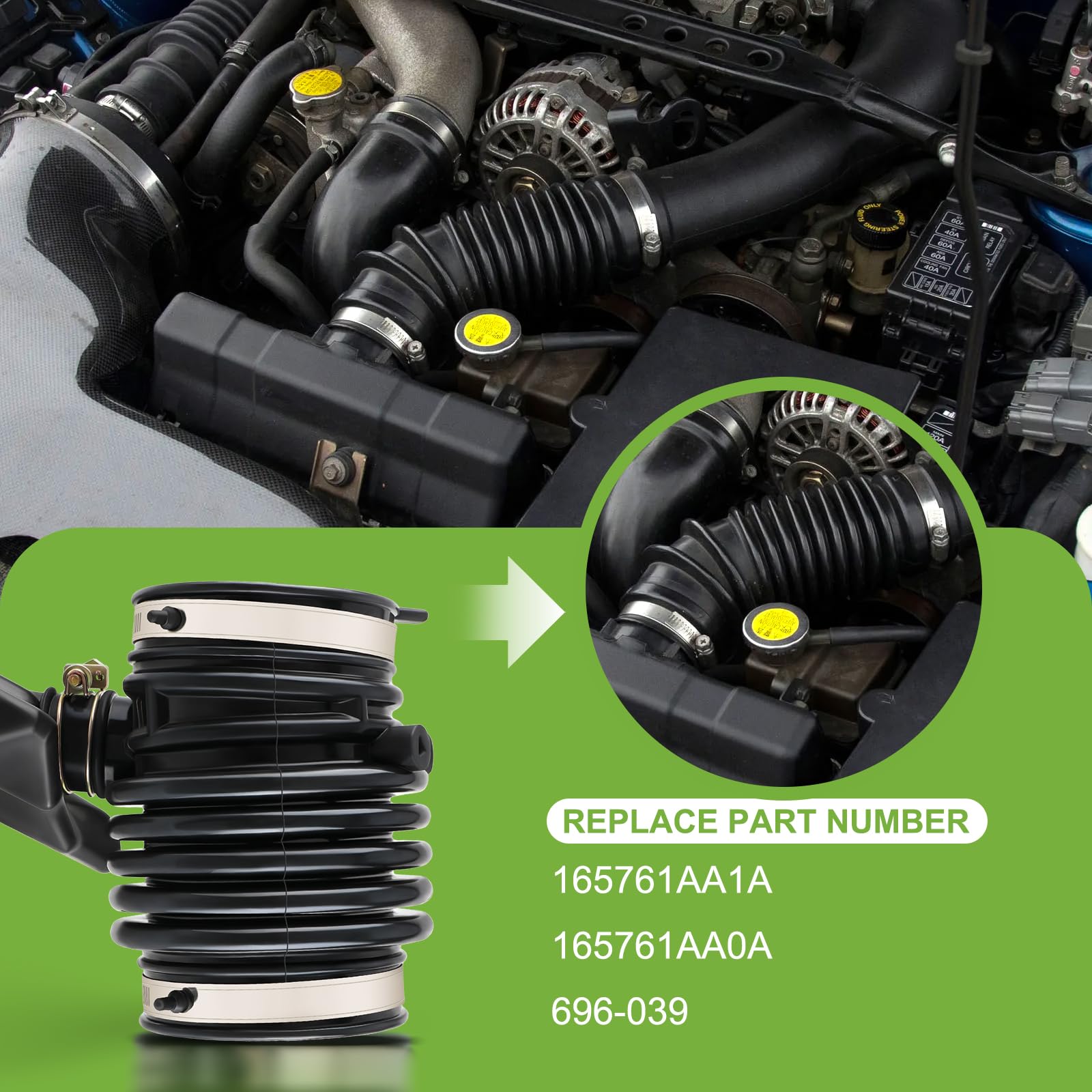 Nissan Murano 2009-2013 & Quest 2011-2017 Air Intake Hose with Clamps - 165761AA1A 165761AA0A 696-039 Replacement Air Duct Tube Boot - Perfect for Engine Performance & Maintenance