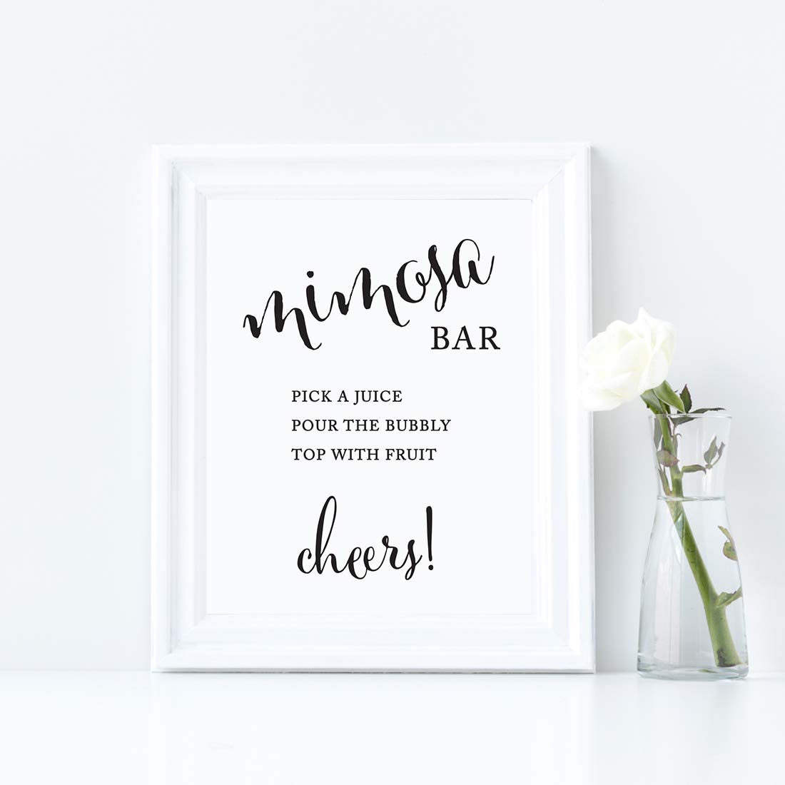 Customizable Andaz Press Wedding Party Signs - Elegant Black & White 8.5x11 Inch Mimosa Bar Sign - Build Your Own Drink Station with Juice, Champagne & Fruit Toppings - Perfect for Bridal Showers, Receptions & Dessert Tables (1-Pack)
