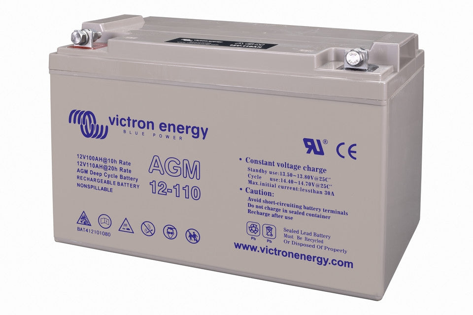 Victron Energy 12V 110Ah AGM Deep Cycle Battery (M8 Terminals) - Perfect for Solar Power Systems, Marine, RVs, and Off-Grid Applications