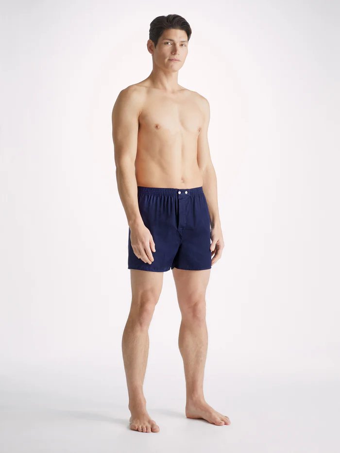 DEREK ROSE Lomard 6-Pack Cotton Boxer Briefs for Men - Soft Breathable Underwear in Navy Blue | Perfect for Everyday Wear, Gym & Sleep
