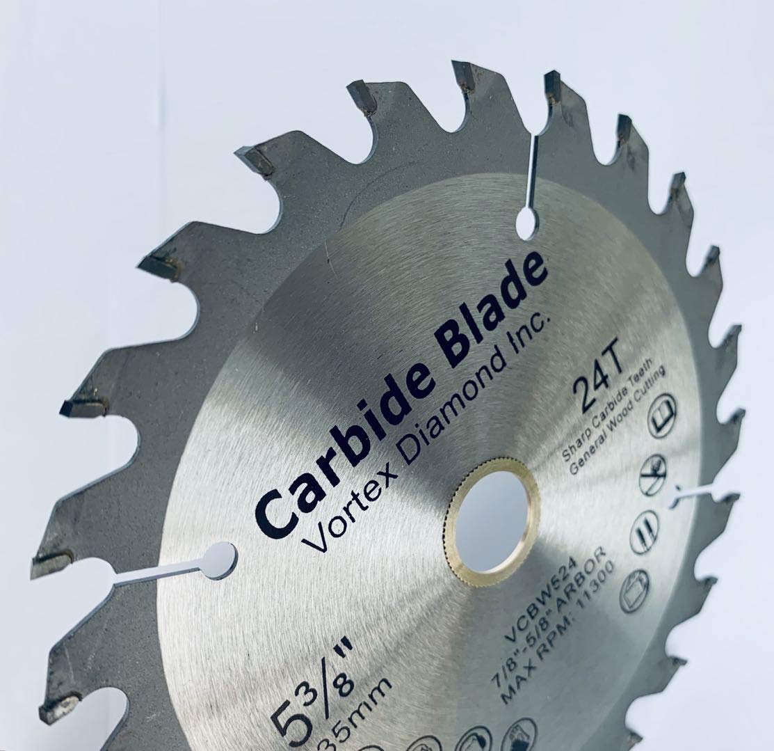10 Pack VORTEX DIAMOND VWB 5-3/8 Inch 24 Teeth TCT Circular Saw Blades for Hardwood & Softwood Cutting - Perfect for DIY Projects, Woodworking, and Construction Use