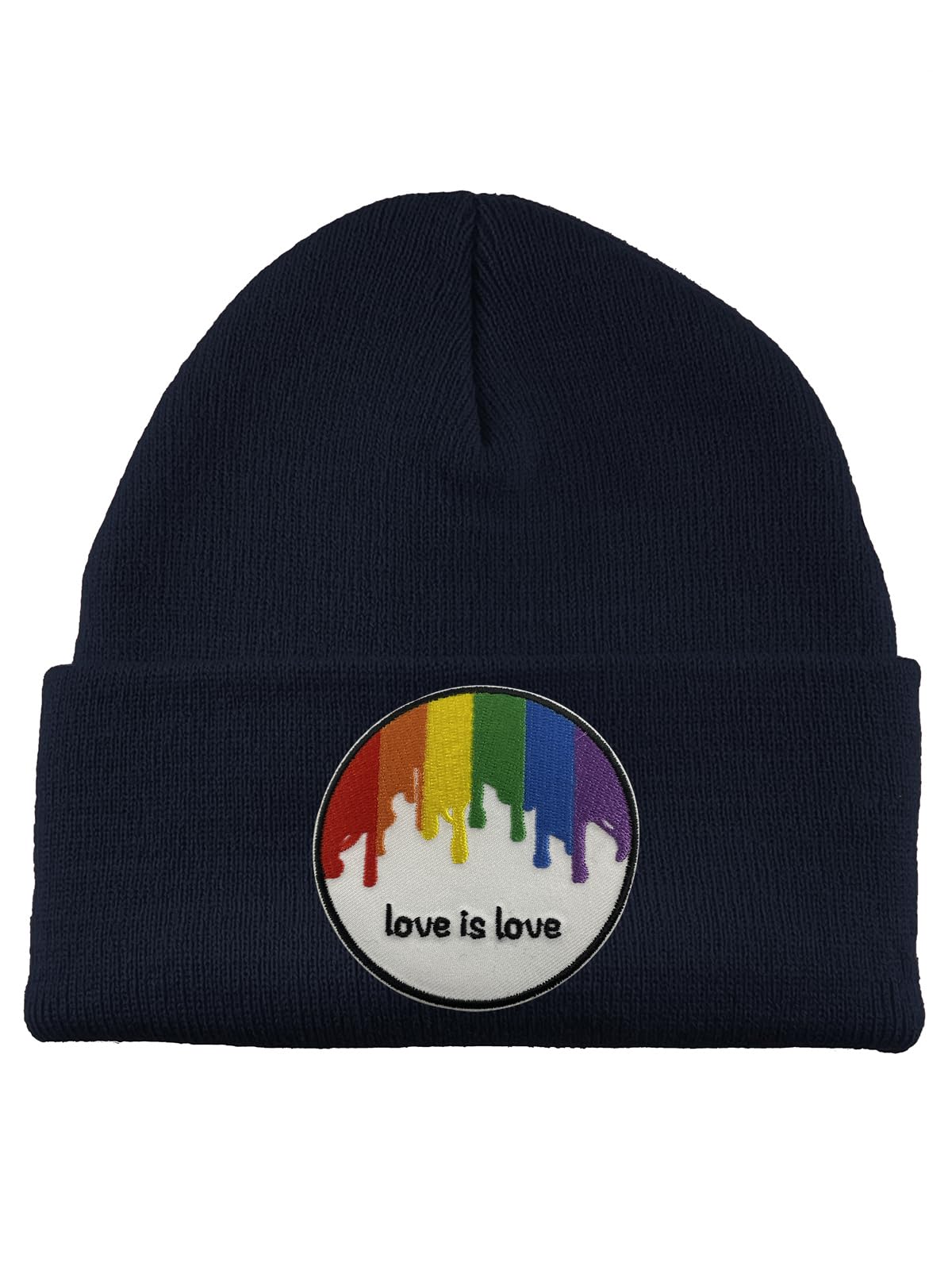 Gravity Threads Love is Love Paint Patch Cuffed Beanie - Unisex Winter Knit Hat for Men & Women - Perfect for Cold Weather, Outdoor Activities & LGBTQ+ Pride Events