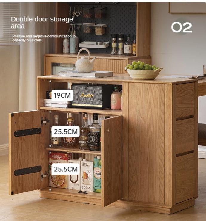 Solid Oak Wood Modern Nordic Sideboard - Mid-Century Buffet Cabinet for Dining Room, Living Room & Entryway Storage