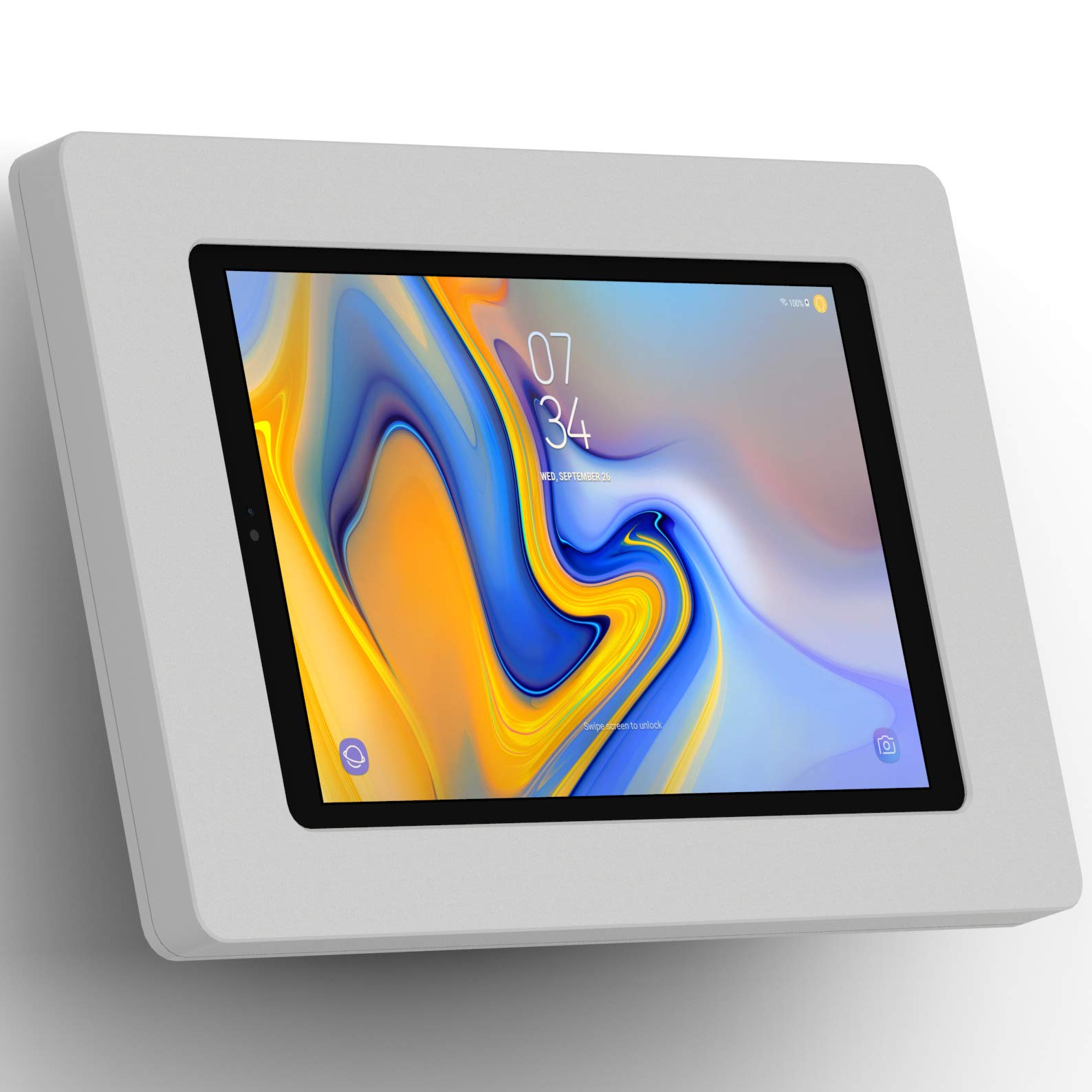 VidaMount Light Grey Wall Mount Enclosure with 15° Fixed Tilt - Compatible with Samsung Galaxy Tab A 10.5 (2018) | Perfect for Home, Office & Retail Display Mounting