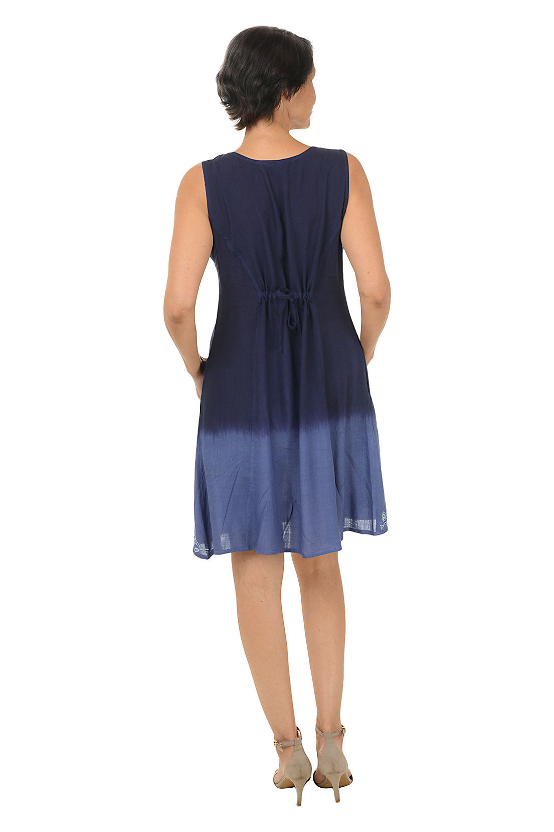 Navy Blue Rhinestone Floral Ombre Sleeveless Party Dress for Women - Perfect for Evening Events, Weddings & Cocktail Parties