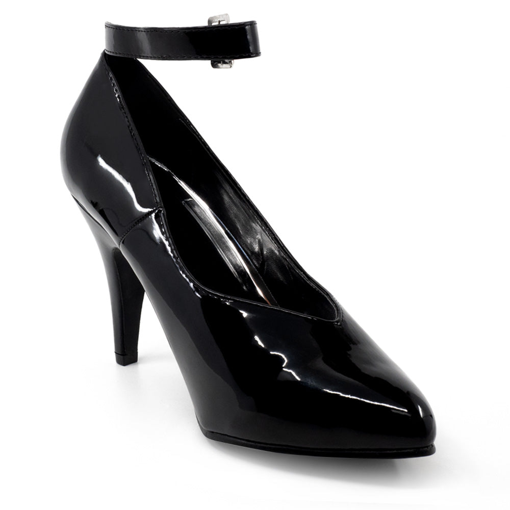 Ellie Shoes Women's 4D Wide Fit Patent Leather Ankle Strap Pumps - Comfortable Dress Shoes for Work, Office & Special Occasions