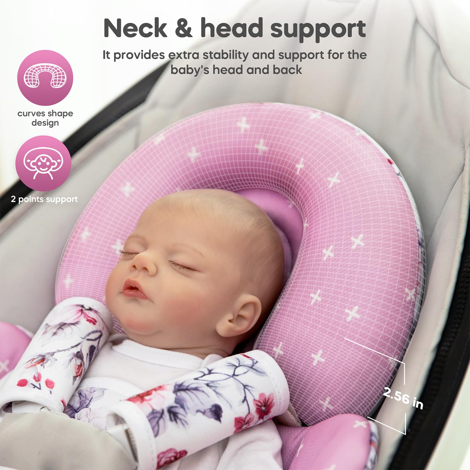 4moms Mamaroo & Graco Swing Infant Insert - Newborn Head & Body Support Cushion with Breathable Soft Fabric - Universal for Baby Swings, Car Seats & Strollers - Perfect for Napping, Traveling and On-the-Go Comfort