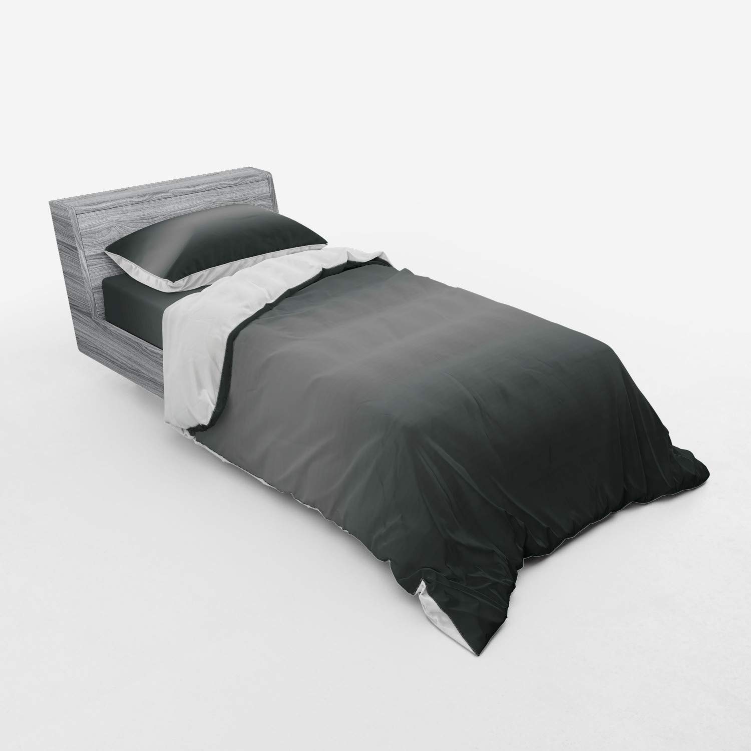 Ambesonne Ombre Duvet Cover Set - Dark Smoke Grey 3-Piece Bedding with Pillow Sham & Fitted Sheet, Twin Size, Modern Industrial Design for Bedroom Decor | Perfect for Home, Apartment, Dorm Room & Guest Room