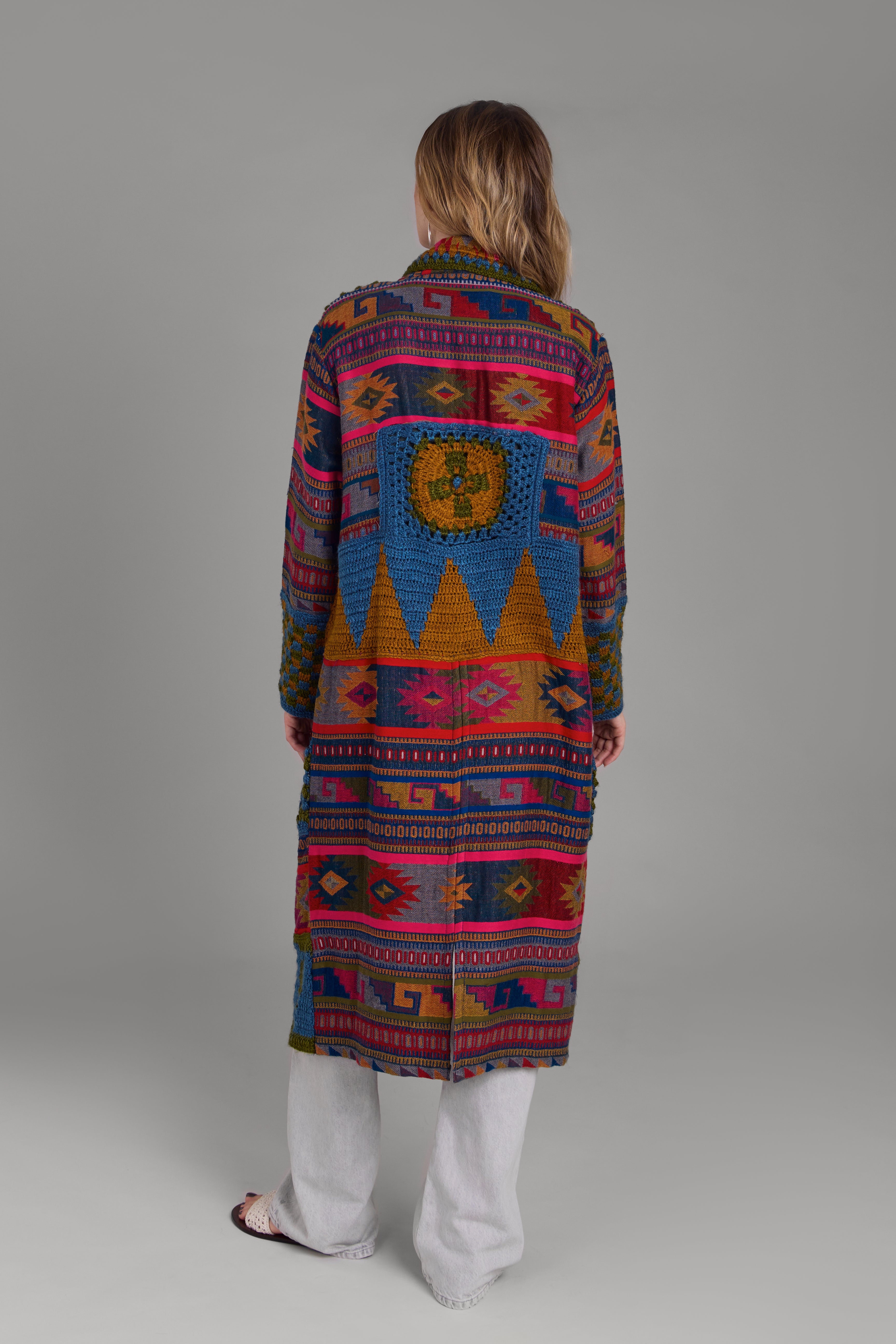 Handmade Crochet Woven Aztec Kimono Cardigan - Boho Chic Lace Cover Up for Women - Perfect for Beach, Festival & Summer Outfits