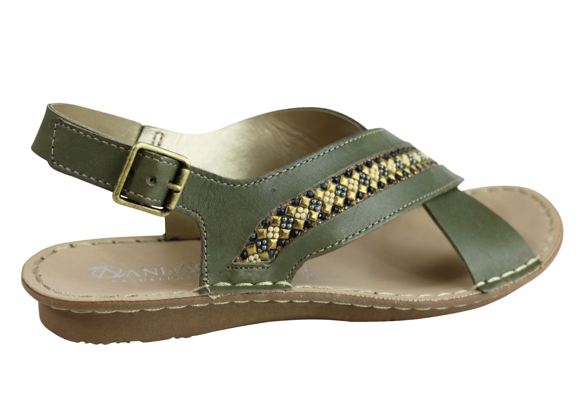Andacco Veronique Women's Comfort Flat Leather Sandals - Handmade in Brazil - Perfect for Summer, Beach & Casual Outings