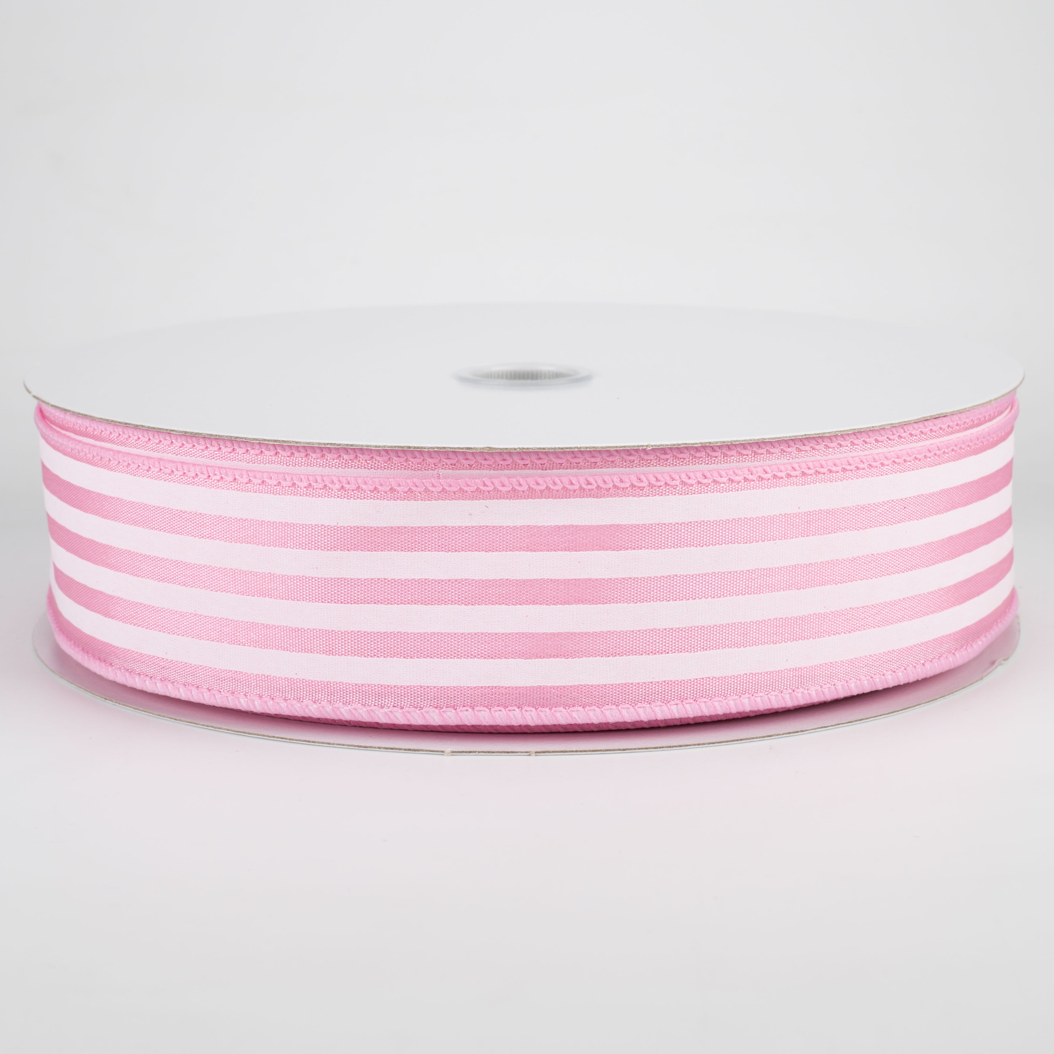 1.5 Inch Cabana Stripes Ribbon - White on Pink Satin Ribbon (50 Yards) for Gift Wrapping, DIY Crafts, Party Decorations, Hair Bows and Scrapbooking