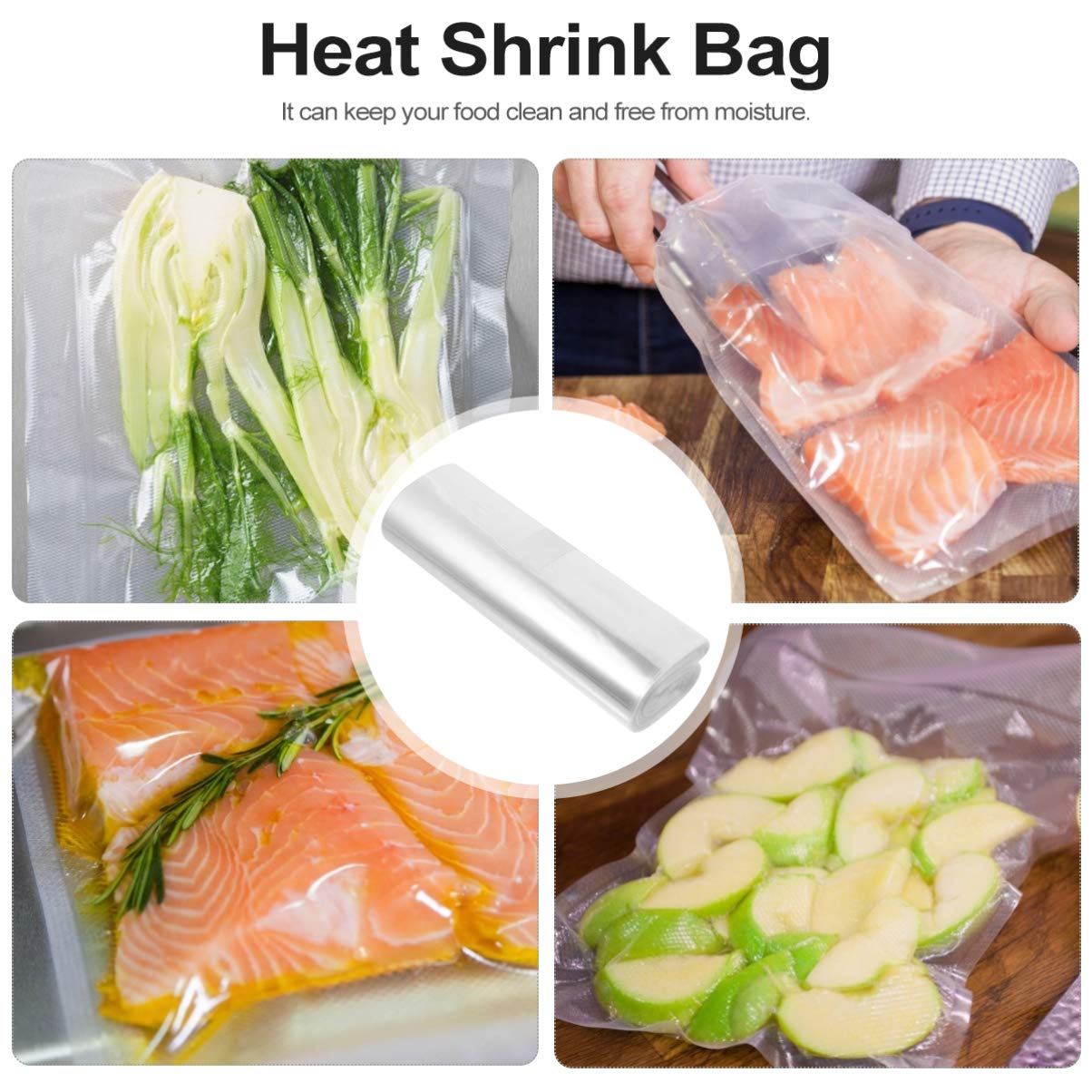 EXCEART Vacuum Seal Storage Bags - Clear Heat Shrink Film Wrap (1 Roll) - Transparent Shrink Film for Food Packaging, Clothes Storage & Organizing - Airtight Vacuum Sealer Bags for Home & Commercial Use