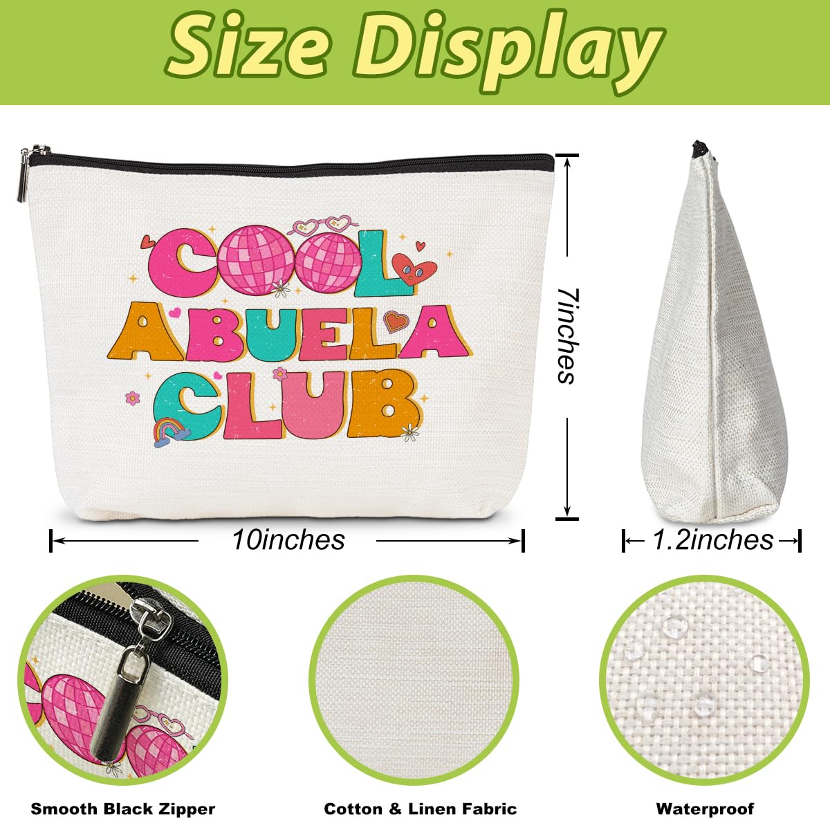 Funny & Cool Spanish Grandma Gifts - Cosmetic Makeup Bag for Abuela, Nana, Mimi & Mothers | Perfect for Mother's Day, Birthday, Christmas & Thank You Gifts | Great for Travel, Daily Use & Special Occasions
