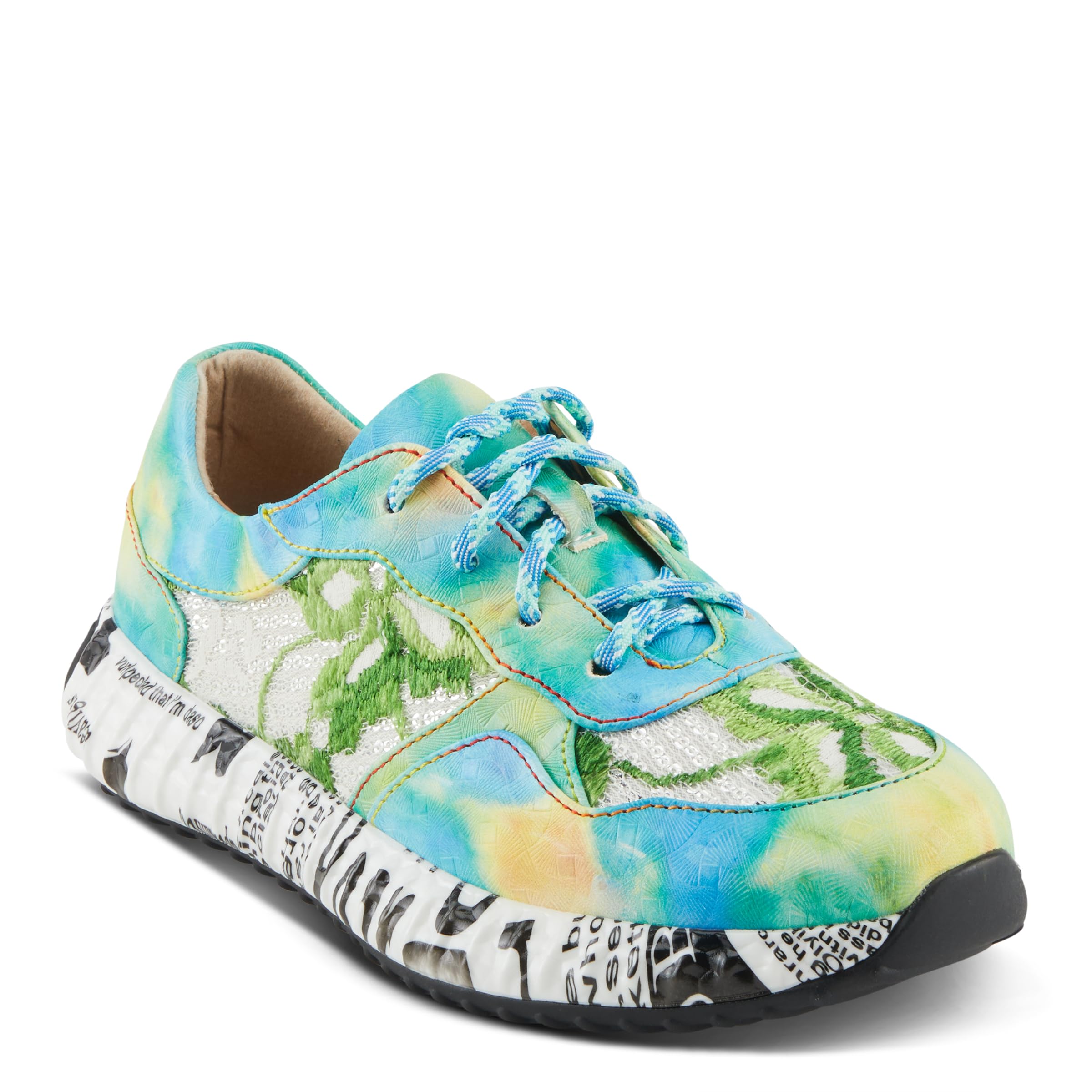 Spring Step L'Artiste Women's Emelie Fashion Sneaker - Stylish Sequin & Embroidered Athletic Shoes for Walking, Running & Casual Wear | Comfortable Women's Sneakers for Workouts, Travel & Everyday Fashion