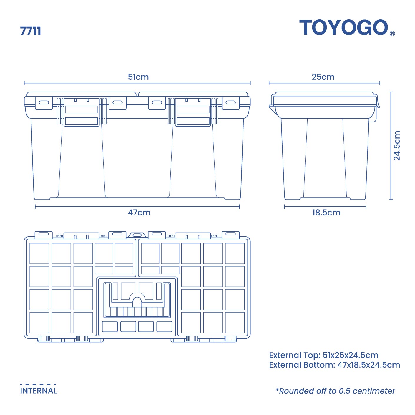 Heavy-Duty Multi-Compartment Tool Box (Large) - 7711 Model - Perfect for Professional Mechanics & DIY Home Repairs