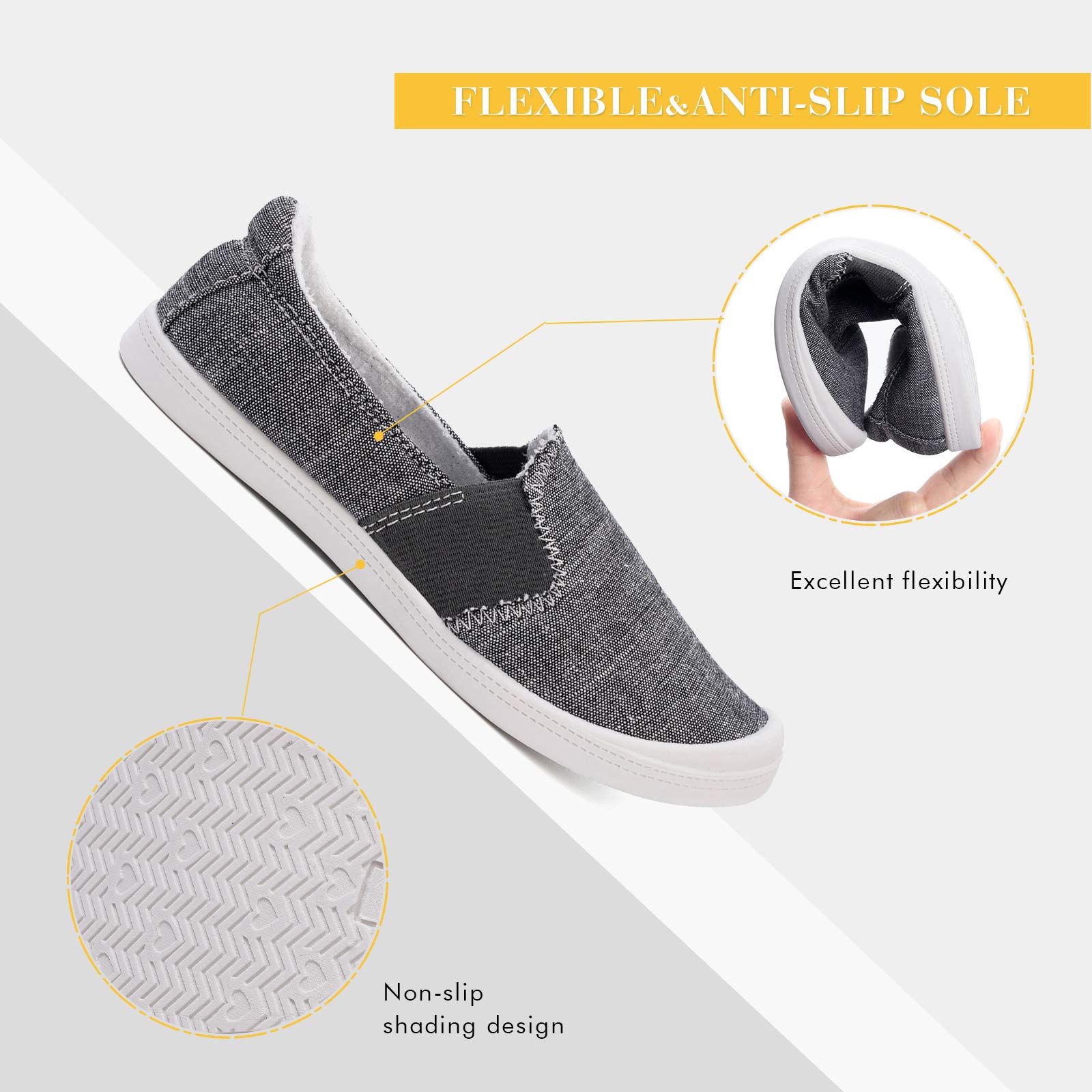 FunkyMonkey Women's Comfortable Low Top Canvas Slip-On Sneakers - Classic Casual Walking Shoes for Everyday Wear, Travel & Light Exercise