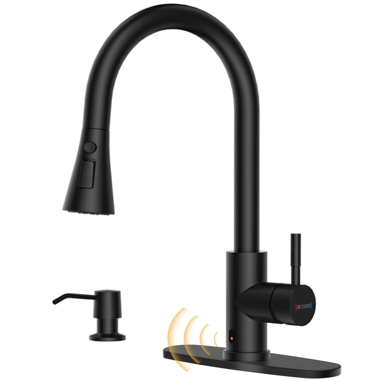 **Hands-Free Touchless Kitchen Faucet with Pull Down Sprayer & Soap Dispenser - Single Handle Sensor Faucet for 1 to 4 Hole Sinks - Stainless Steel Matte Black - Perfect for Modern & Hygienic Kitchens**