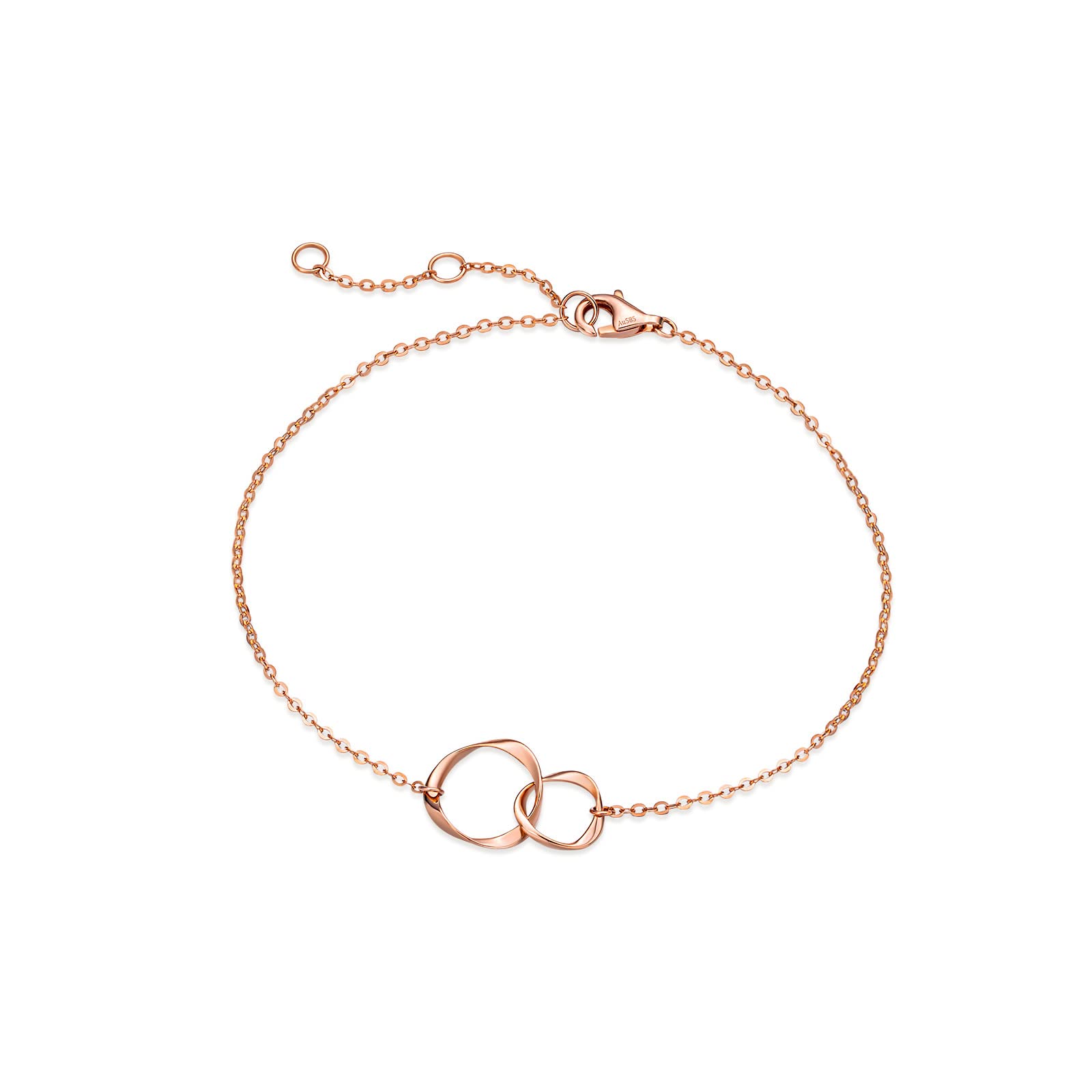 14K Real Gold Interlocking Circles Necklace & Bracelet Set for Women - Mother Daughter Jewelry, Birthday Gift for Mom, Wife, Her - Perfect for Anniversaries, Valentine's Day & Special Occasions