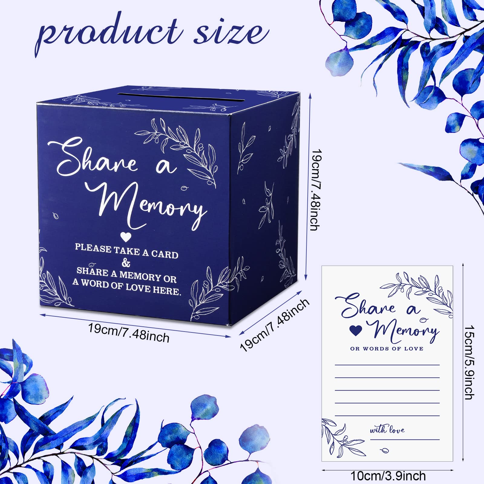 50 Pcs Memory Sharing Cards for Life's Special Moments - Funeral, Graduation, Wedding, Bridal Shower, Birthday, Anniversary & Retirement Keepsake Box (Dark Blue) - Perfect for Guest Messages, Memorials & Celebration Events
