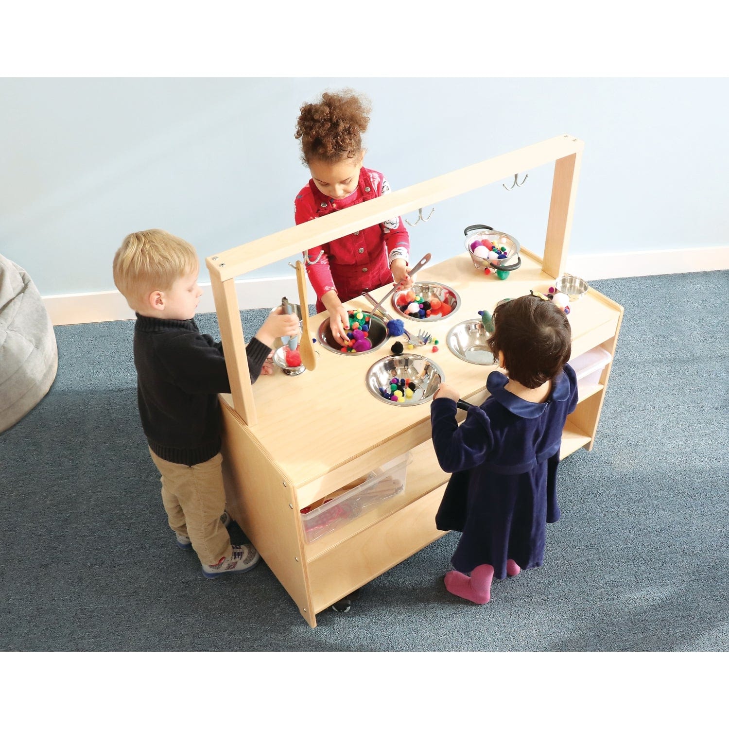 Portable Kids Play Kitchen Set - Montessori Sensory Toys for Toddlers, Pretend Cooking Toy with Lights & Sounds - Perfect for Indoor & Outdoor Role Play Games, Birthday Gifts for Boys & Girls Ages 3-6