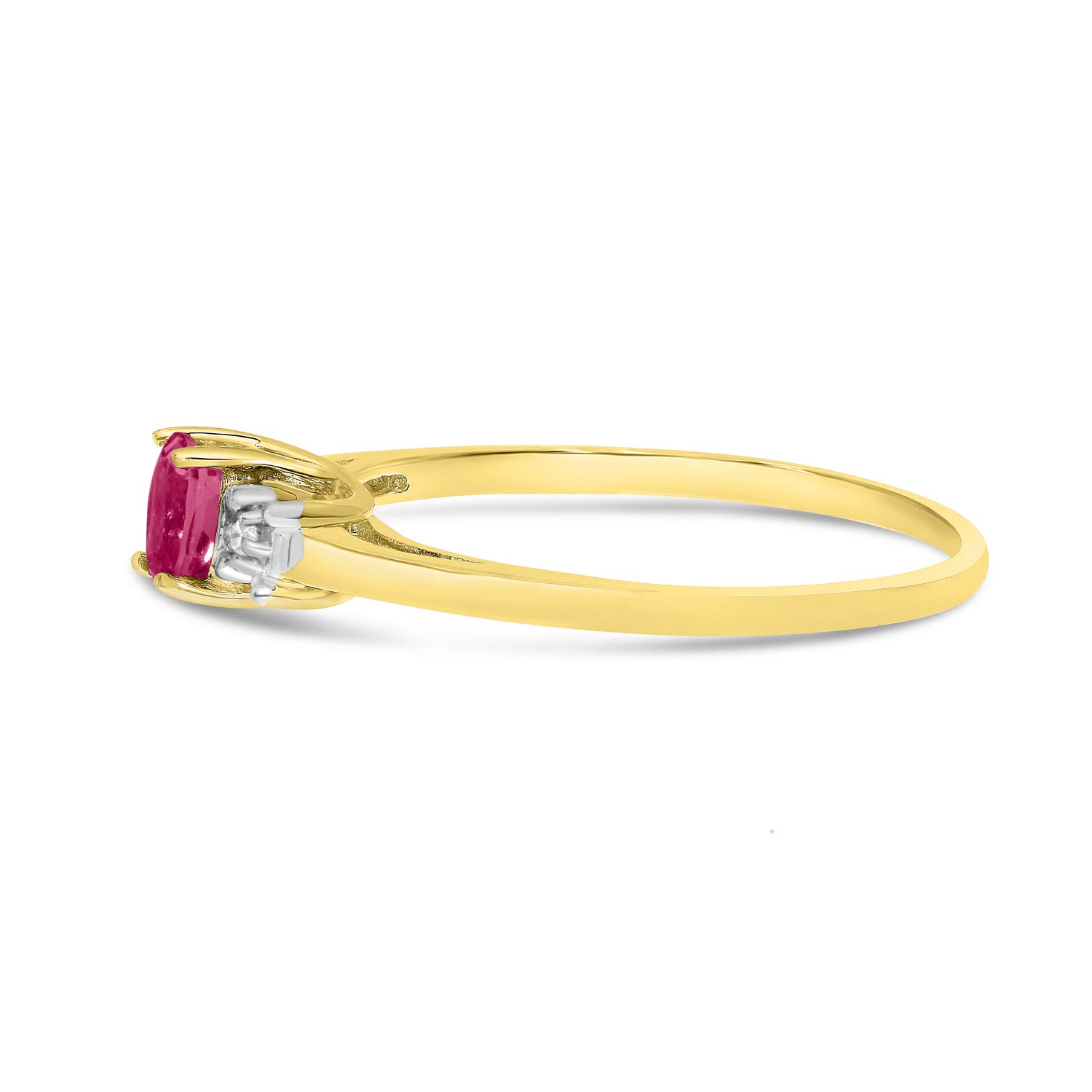 10K Yellow Gold Oval Ruby and Diamond Ring for Women - Elegant Vintage Style Engagement, Wedding, or Anniversary Jewelry Gift