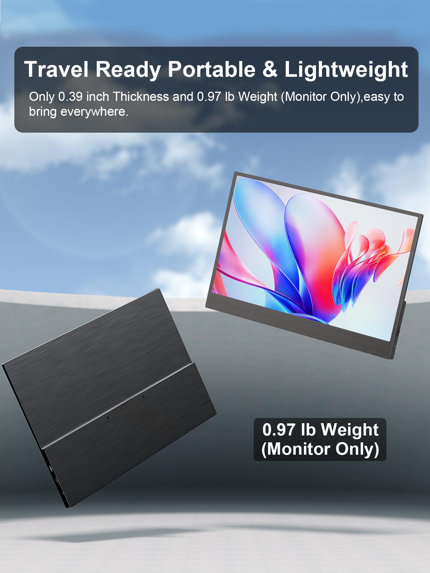 13.3 Inch 4K UHD Portable Monitor - Slim Lightweight IPS Laptop Screen with Dual USB-C & HDMI, Built-in Speakers for Gaming, Work & Travel - Compatible with PC, Mac, Phone, PS5/PS4, Xbox & Nintendo Switch (No Cover Included) | Perfect for Remote Work, Gaming On-The-Go & Business Travel