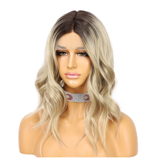 Wavy Synthetic Rooted Ombre Blonde Wig - Long Curly Heat Resistant Hairpiece for Cosplay, Halloween & Daily Wear