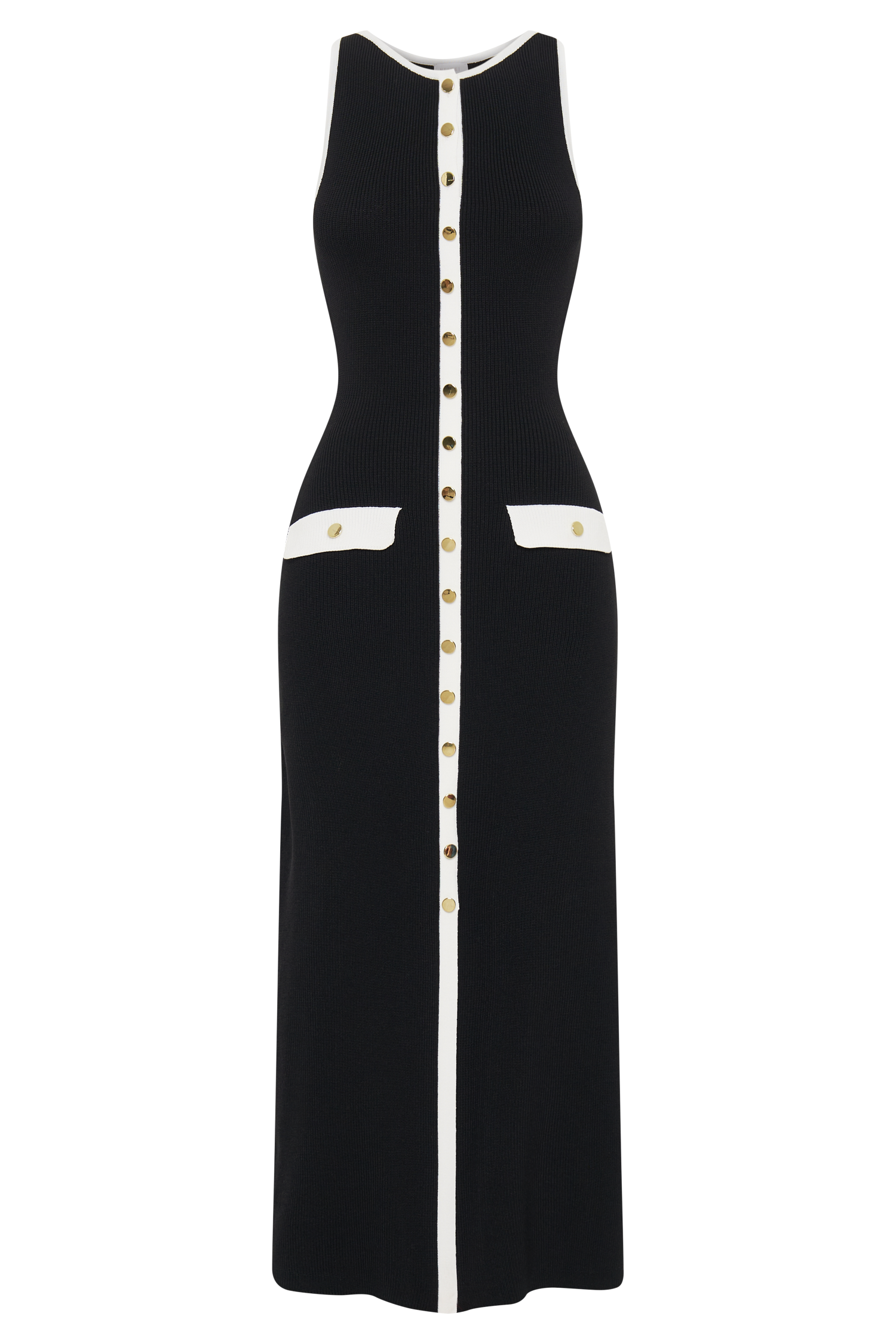 Sawyer Women's Sleeveless Button Down Maxi Dress - Black & White Floral Print Summer Beach Dress for Vacation, Date Night & Casual Outings