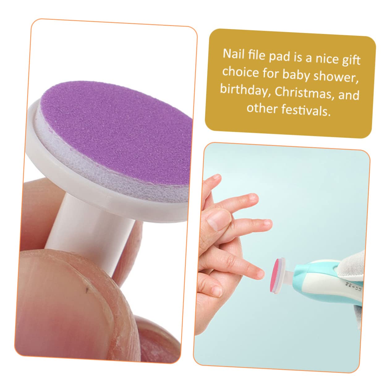 COOLHIYA 12 Pack Newborn Baby Nail Trimmer Pads - Gentle Electric Nail File Replacement Heads for Safe Infant Nail Care - Perfect for Newborns, Toddlers & Sensitive Skin at Home or Travel