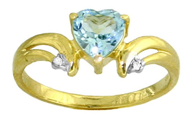 0.96 Carat 14K Solid White Gold Open Heart Blue Topaz Diamond Ring for Women - Elegant Promise Ring, Anniversary Gift, Valentine's Day Jewelry for Her