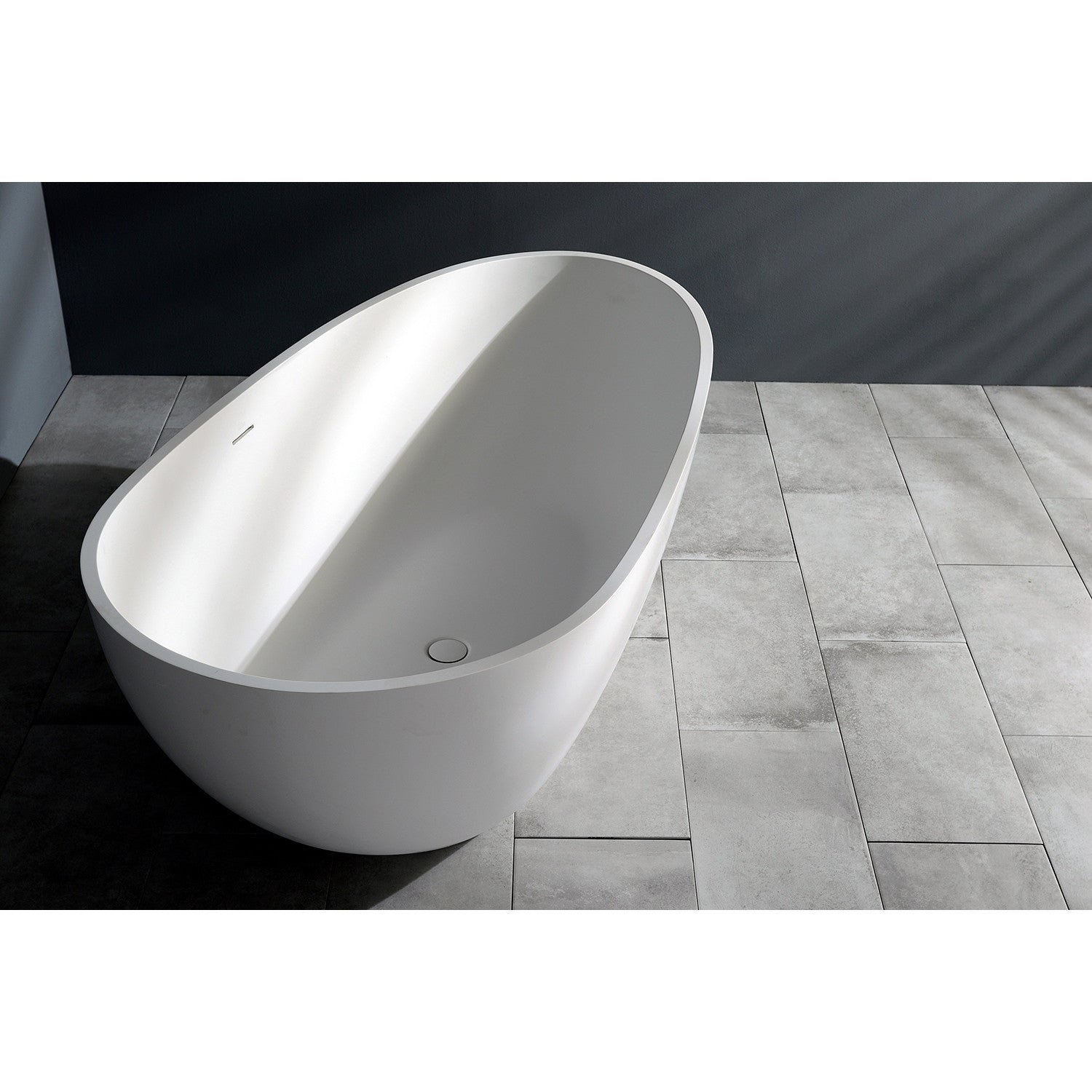 Arcticstone 67 Inch Freestanding Bathtub - Matte White Egg-Shaped Solid Surface Tub with Drain | Double Ended Soaking Tub for Luxury Bathroom & Spa Relaxation