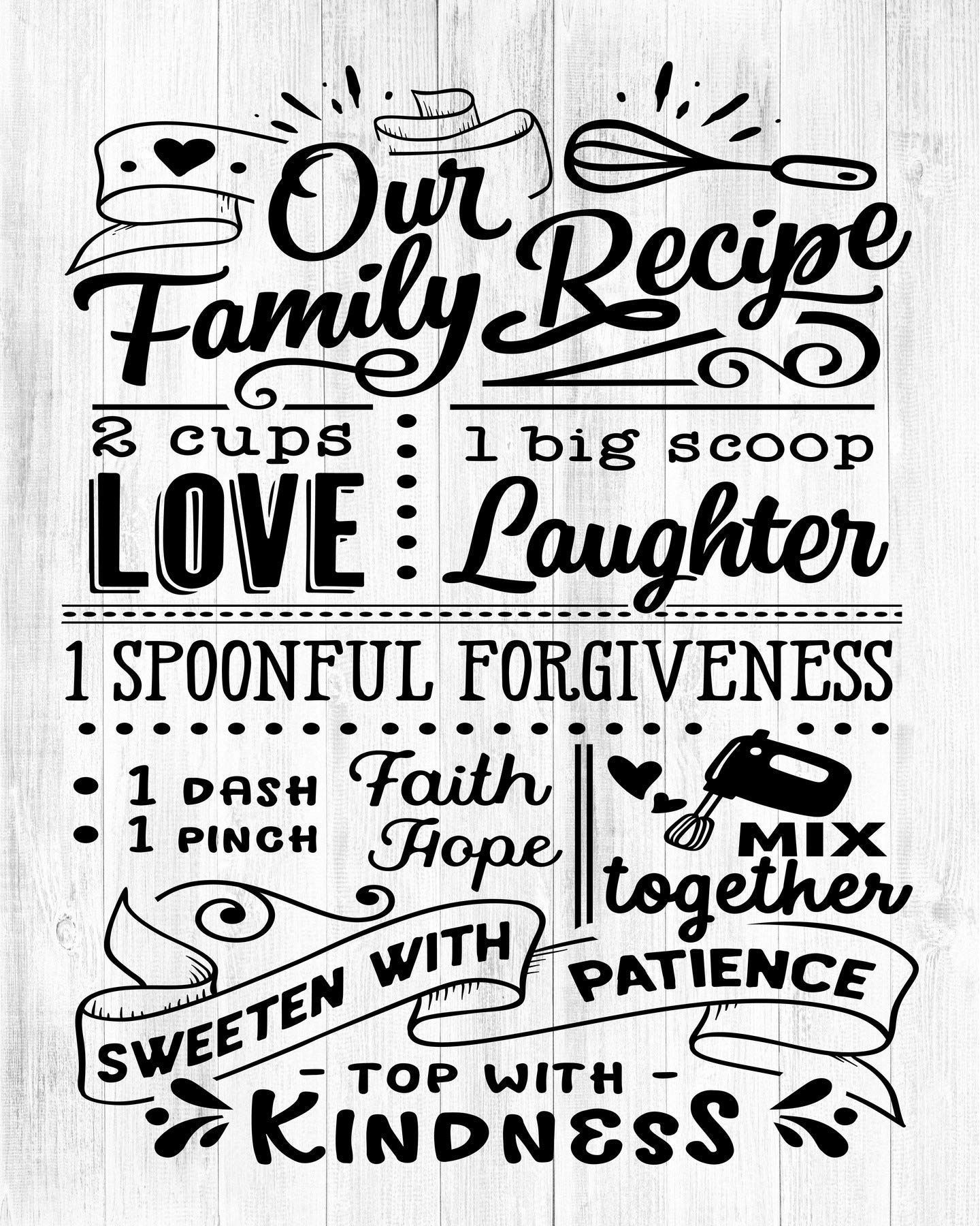 Happy Signs for Home Decor | Family Recipe Kitchen Wall Art, Cute Typography Fun Character Kitchen Decor | 8x10 Unframed Prints | Perfect for Farmhouse, Apartment & Gift Giving