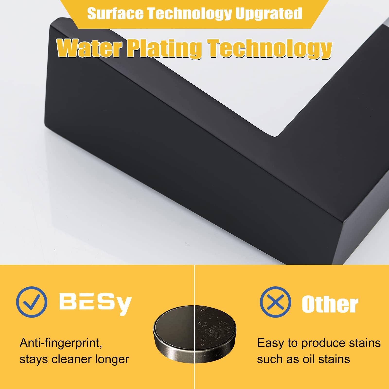 BESy LED 3-Hole Bathroom Sink Faucet - Modern Waterfall Bathroom Faucet with Motion Sensor for Vanity, Powder Room & Guest Bath | Energy Efficient & Touchless Design