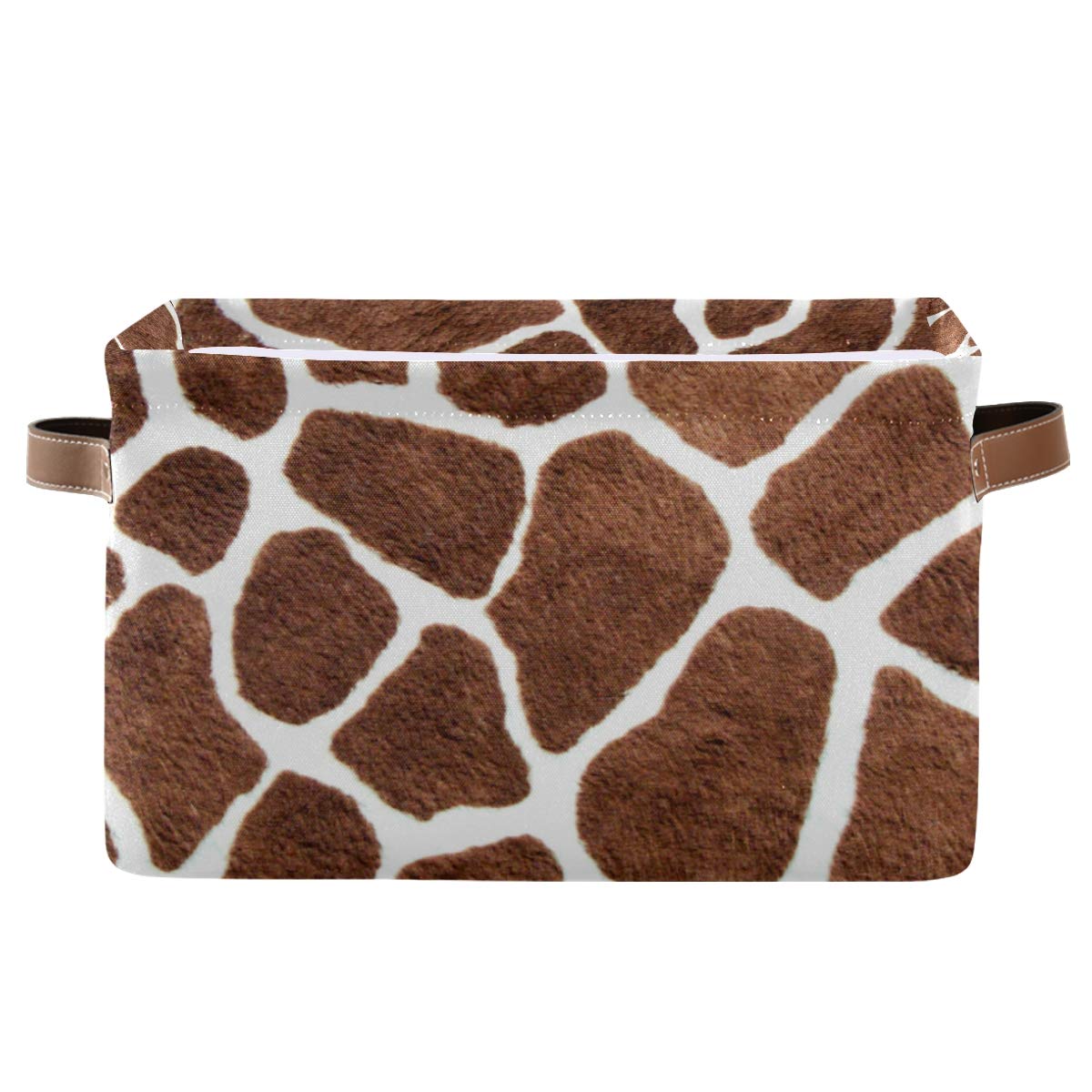 Vintage Giraffe Print Collapsible Storage Basket with Handles - Large Rectangular Cloth Organizer Bin for Toys, Clothes & Home Decor | Perfect for Nursery, Bedroom, Closet & Office Organization
