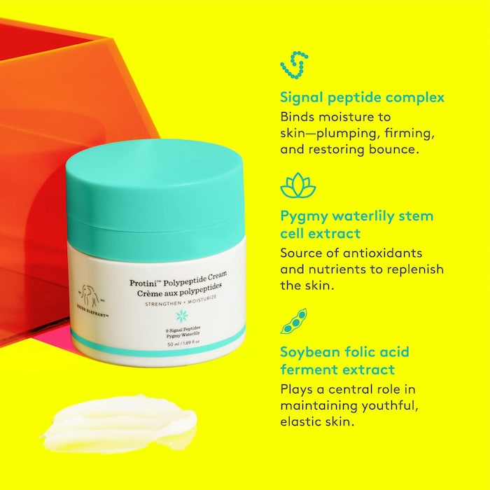 Drunk Elephant Protini™ Rechargeable Firming Hydrating Cream - Anti-Aging Face Moisturizer for Dry & Sensitive Skin | Day & Night Skincare Routine