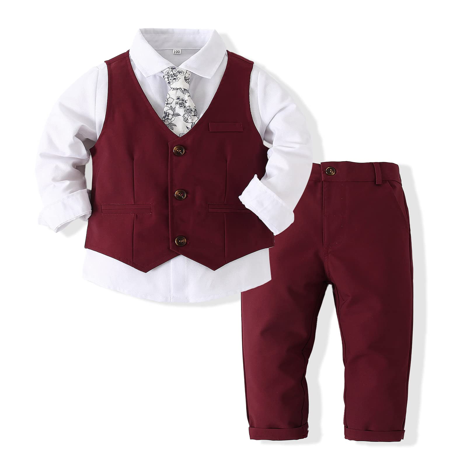 Kimocat Baby Boy Formal Suit Set - Long Sleeve Tuxedo with Vest for Wedding, Birthday Party & Special Occasions | Elegant Gentleman Outfit for Infants & Toddlers | Perfect for Photoshoots, Christenings & Family Events