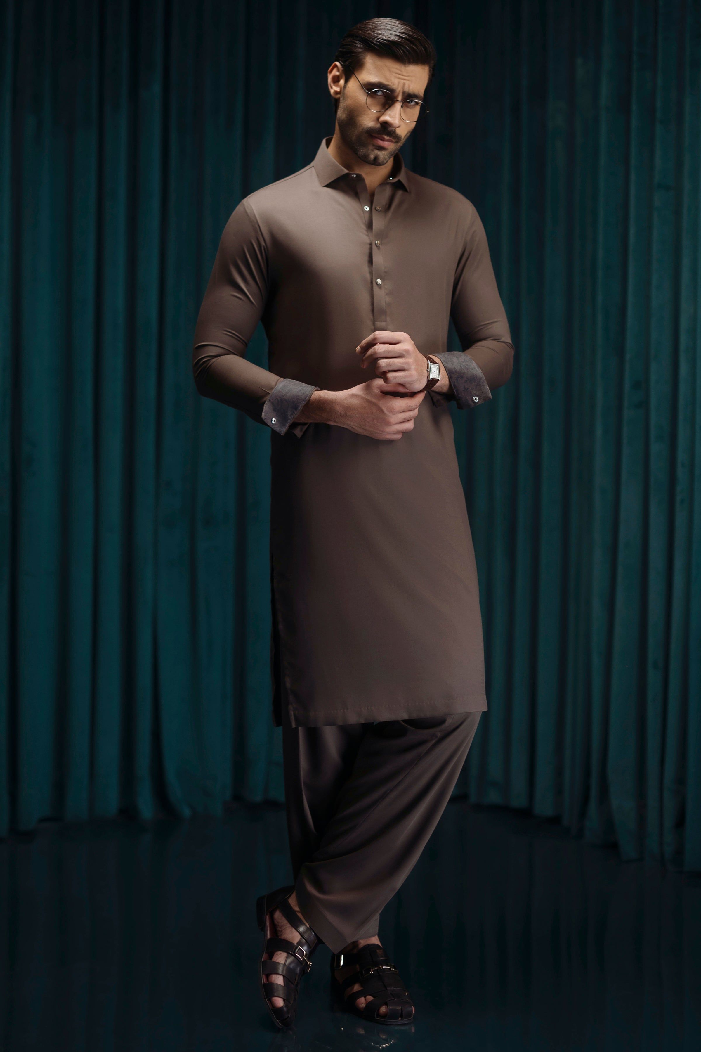 Blended Brown Shalwar Kameez for Men & Women - Traditional Pakistani Outfit for Cast & Crew - Perfect for Weddings, Festivals & Cultural Events