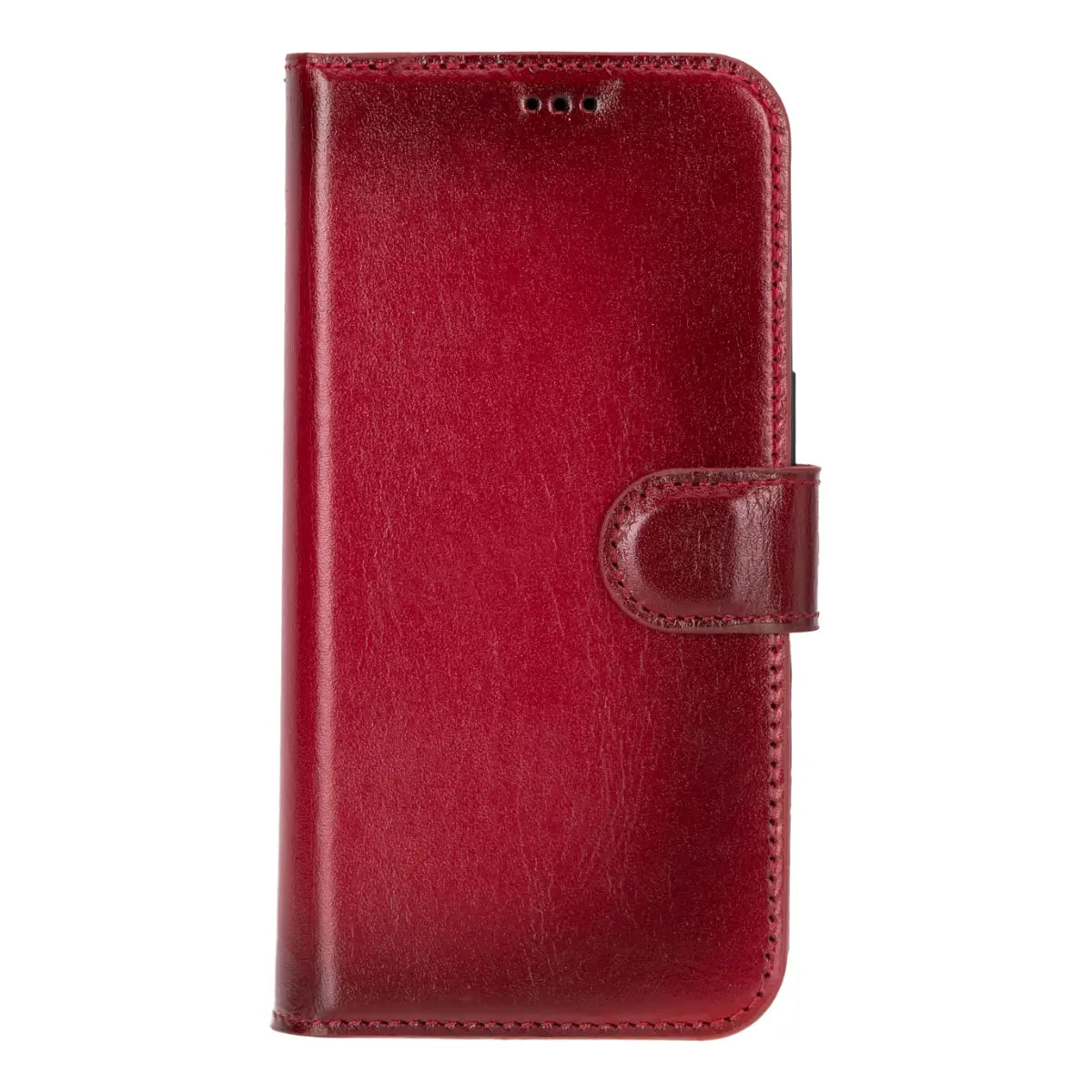 Premium Burnished Red Leather iPhone 17 Pro Wallet Case - Slim Protective Cover with Card Slots | Perfect for Business Travel, Everyday Use & Gift Giving