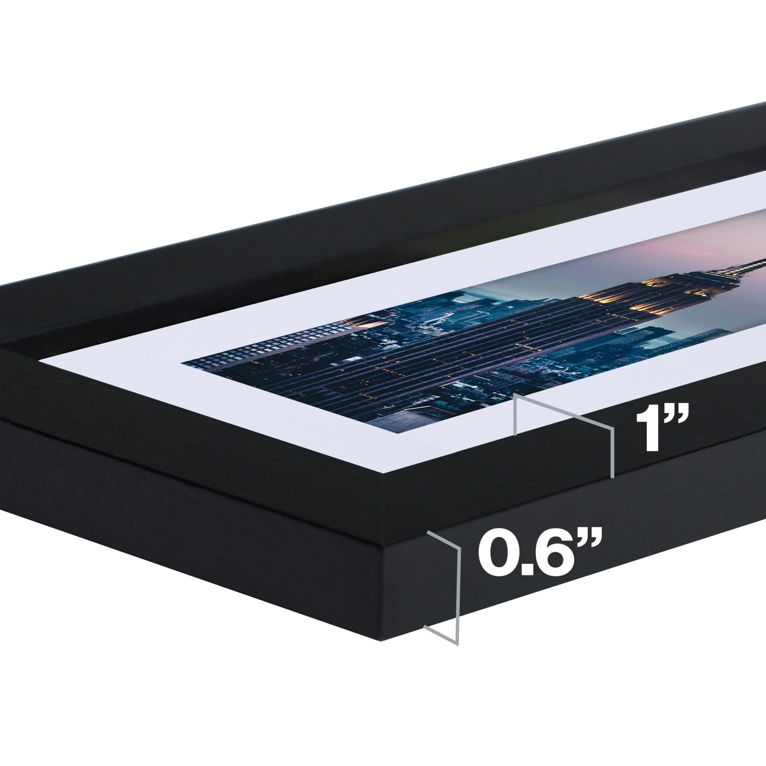 5x7 Black Picture Frame with 3.5x5.5 White Mat - Acrylic Front, 1 Inch Border - Perfect for 4x6 Photos - Wall Mount or Tabletop Display for Home, Office & Gifts