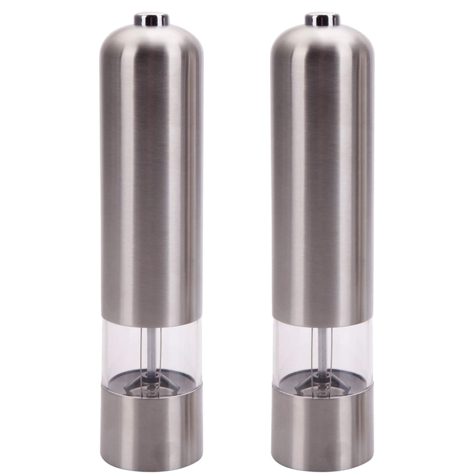 Electric Salt and Pepper Grinder Set - Battery Operated Stainless Steel Spice Mill with LED Light - 2PCS Automatic One-Hand Adjustable Pepper Shaker for Kitchen, Dining & Cooking - Perfect for Home, Restaurant & Outdoor BBQ