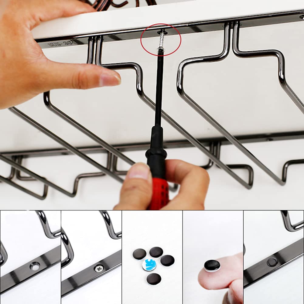 Stainless Steel Hanging Stemware Holder for Kitchen & Bar - Black